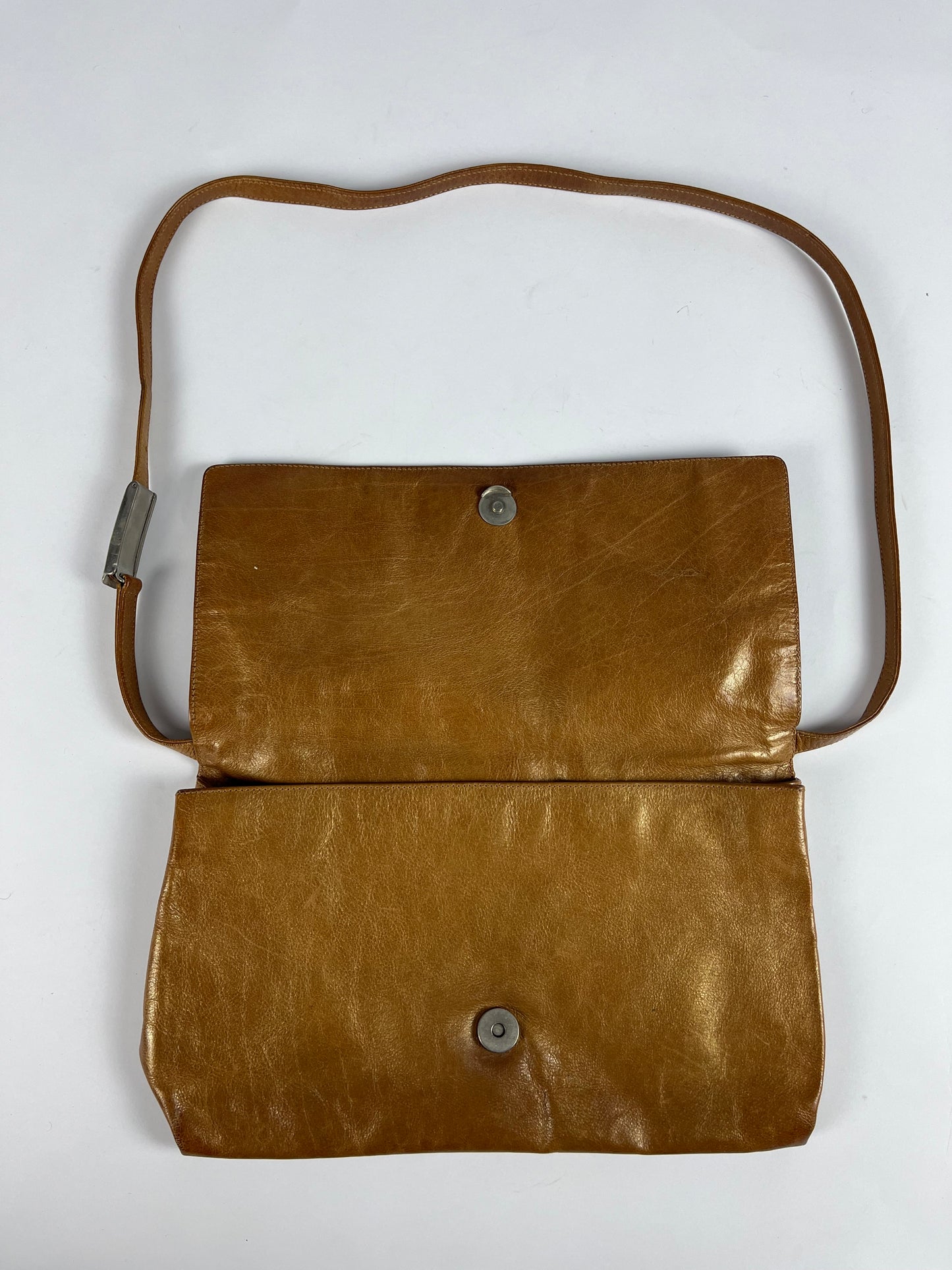 Miu Miu Camel Leather Shoulder Pocket Bag 1990s - OS