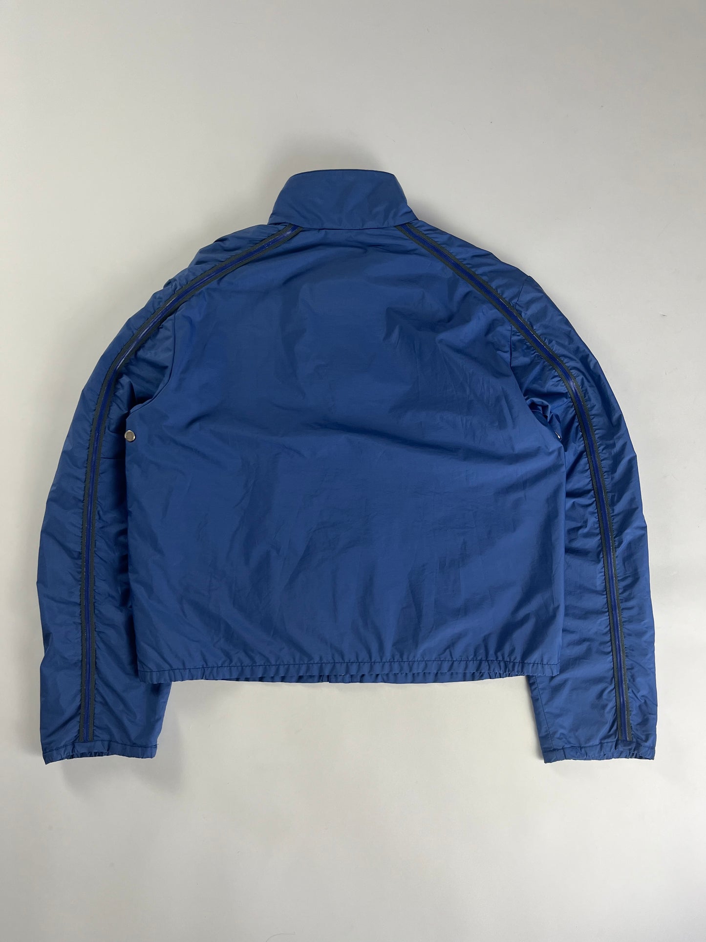 Prada Linea Rossa Electric Line Blue Nylon Moto Jacket SS 2000 - L