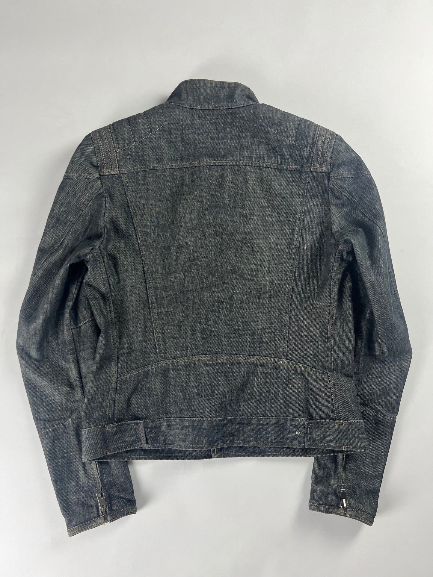 Gucci Asymmetrical Zip Raw Denim Biker Jacket SS 2002 - S