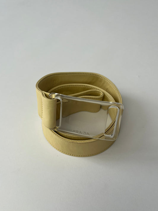Prada Cream Leather Translucent Belt FW 1999 - 80 CM