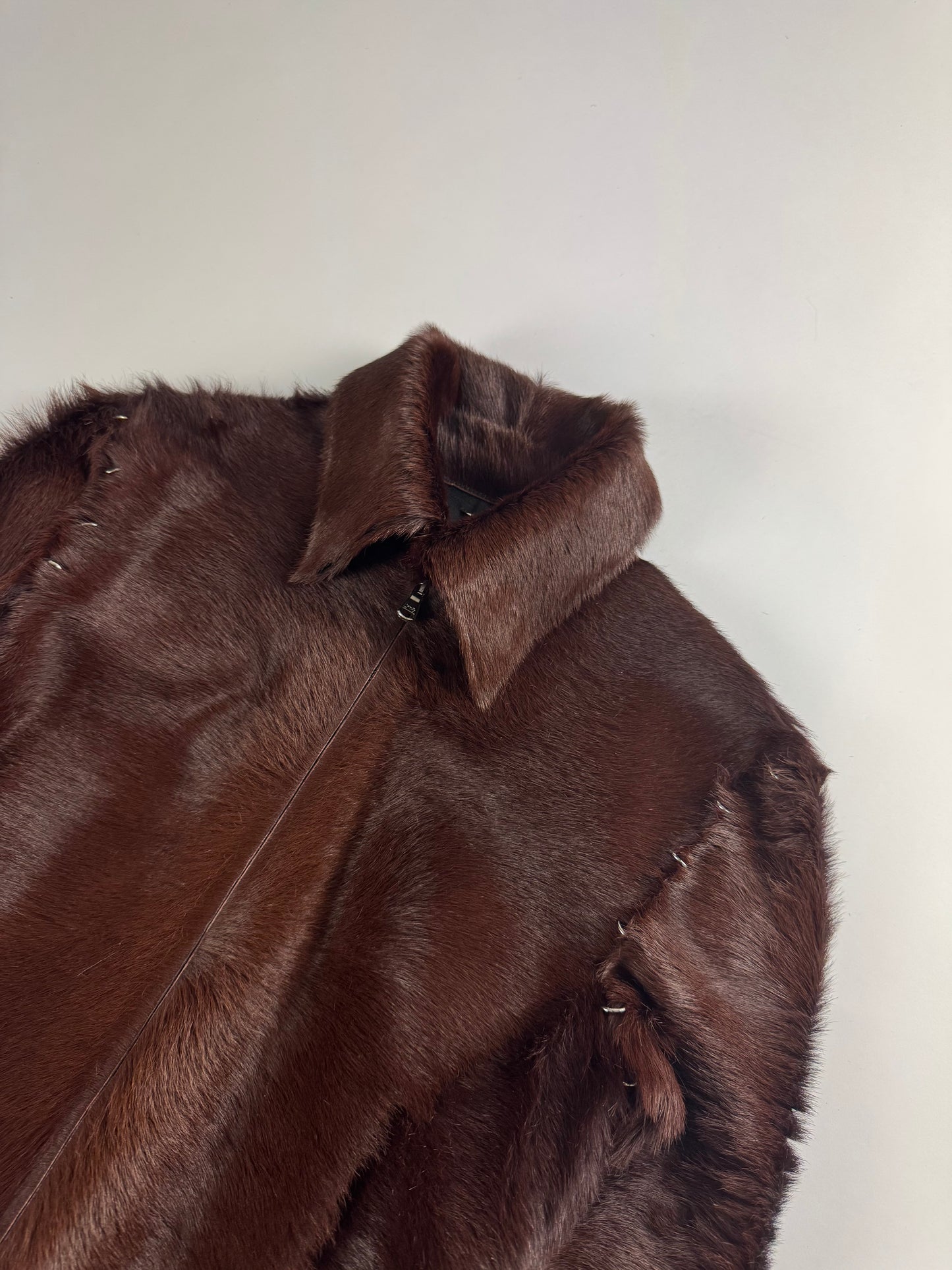 Louis Vuitton Sample Artisanal Fur Suture Spine Line Double Waist Belt Jacket - XS