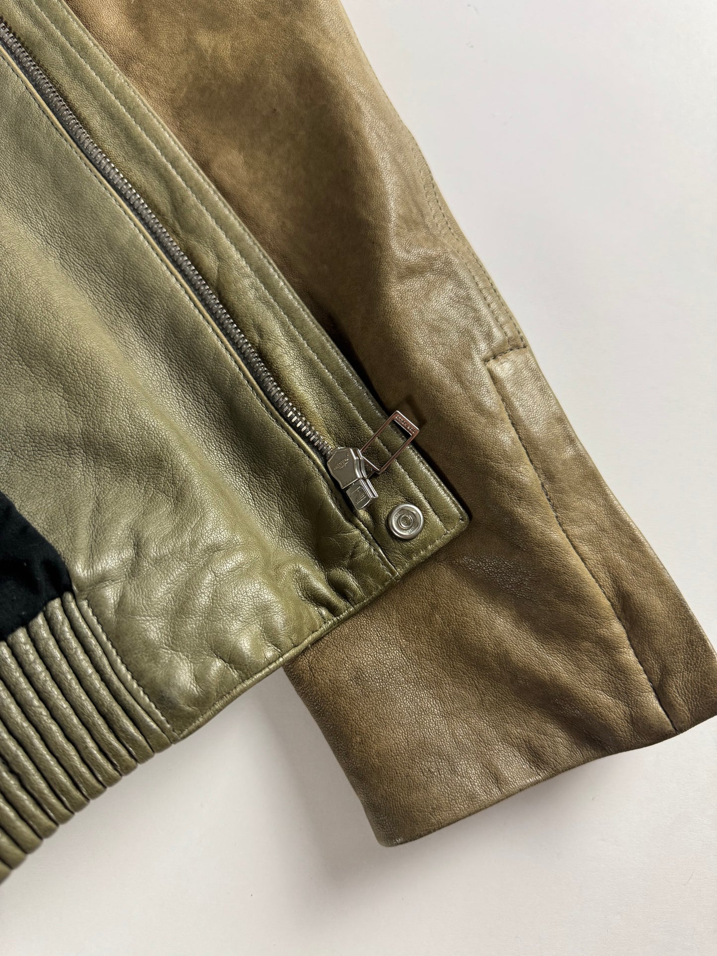 Dior Homme Sample Kris Van Assche Camel Marble Leather Jacket FW 2012 - M