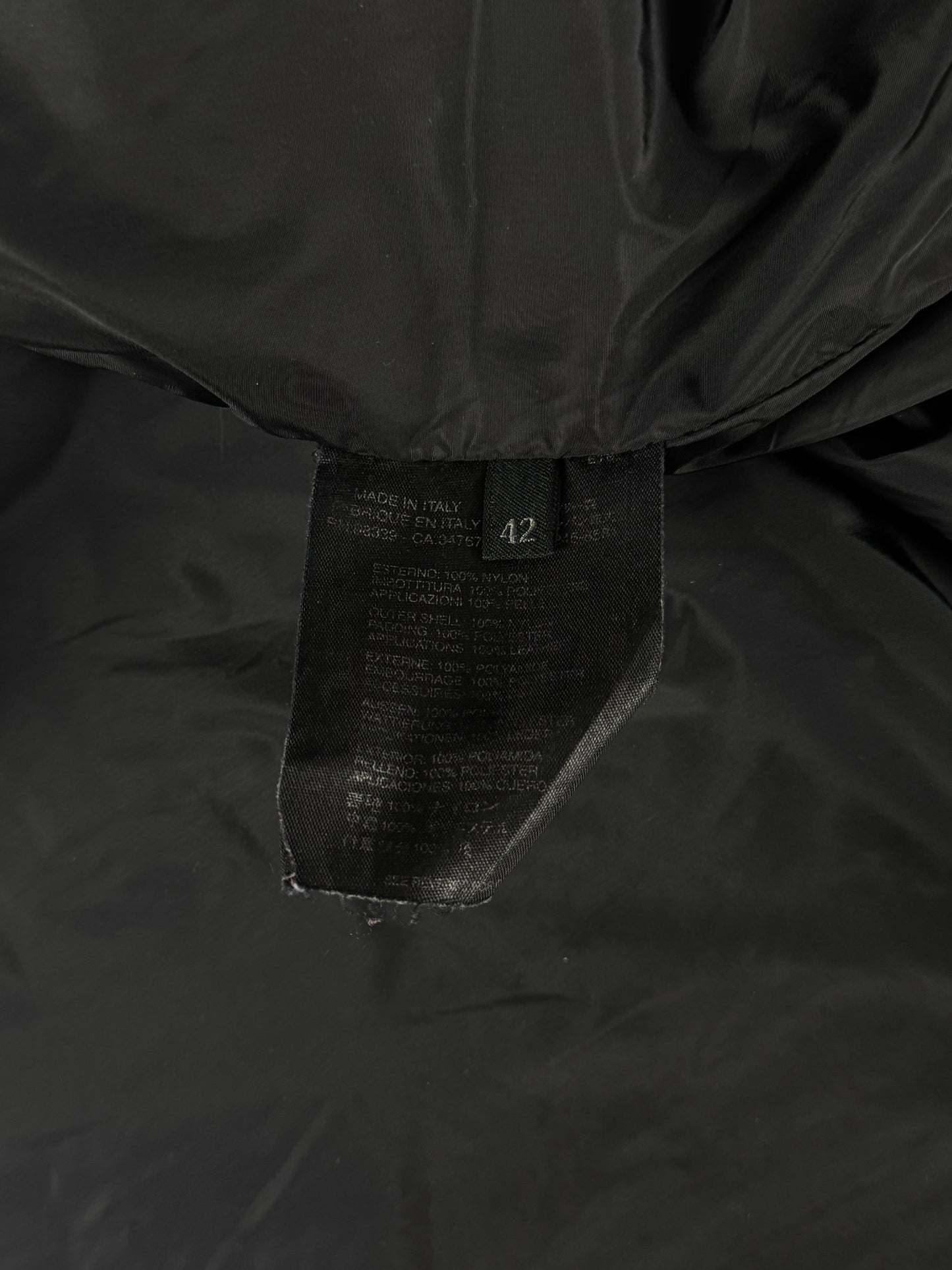 Prada Leather Shoulder Patched Nylon Belt Jacket 2000s - S