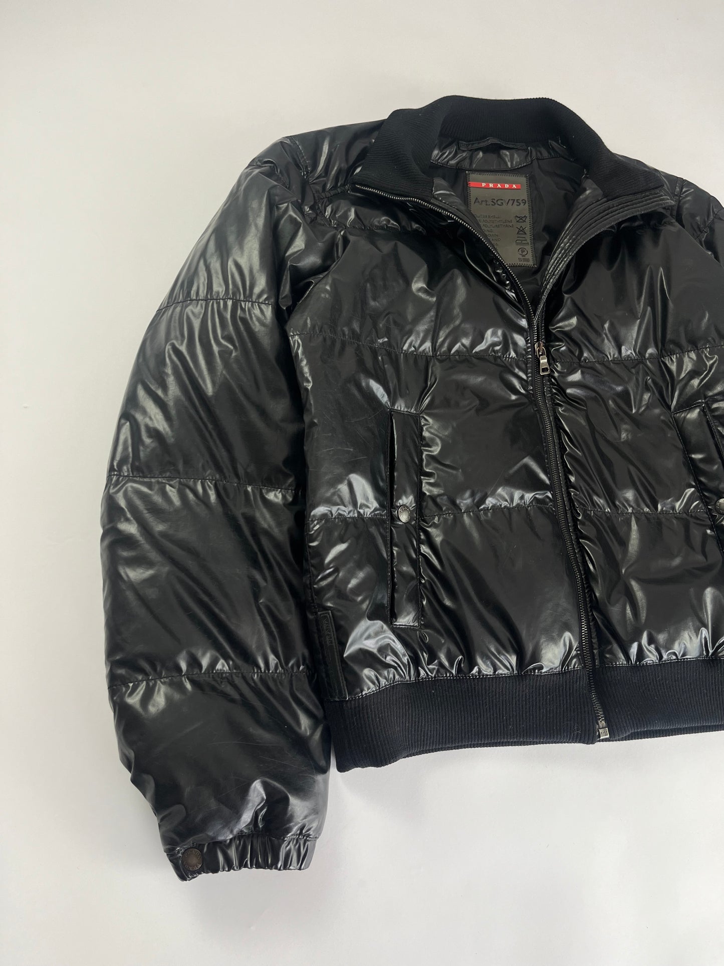 Prada Bright Black Nylon Puffer Jacket FW 2007 - M