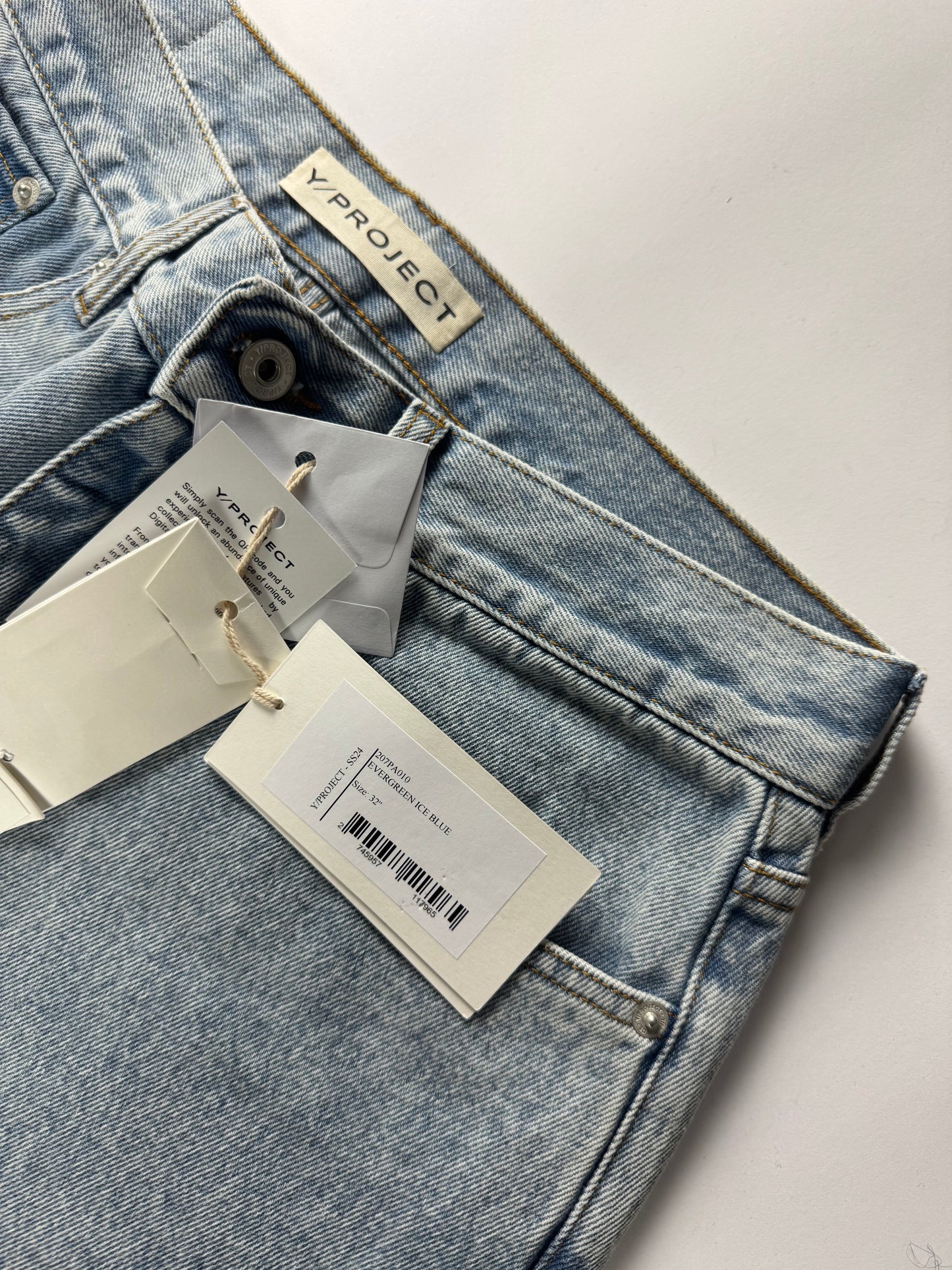 Y/Project Maxi Cowboy Cuff Blue Denim Pants SS 2023 - 32 US