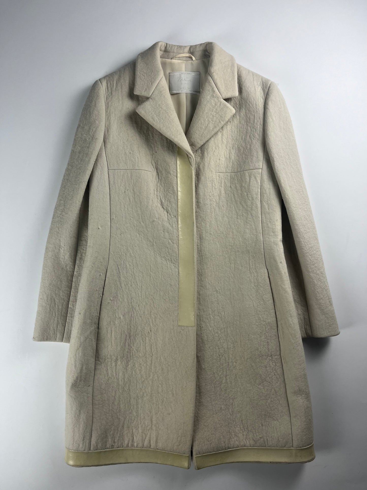 Prada Cream White Wool Double Breasted Wool Coat FW 1998 - S