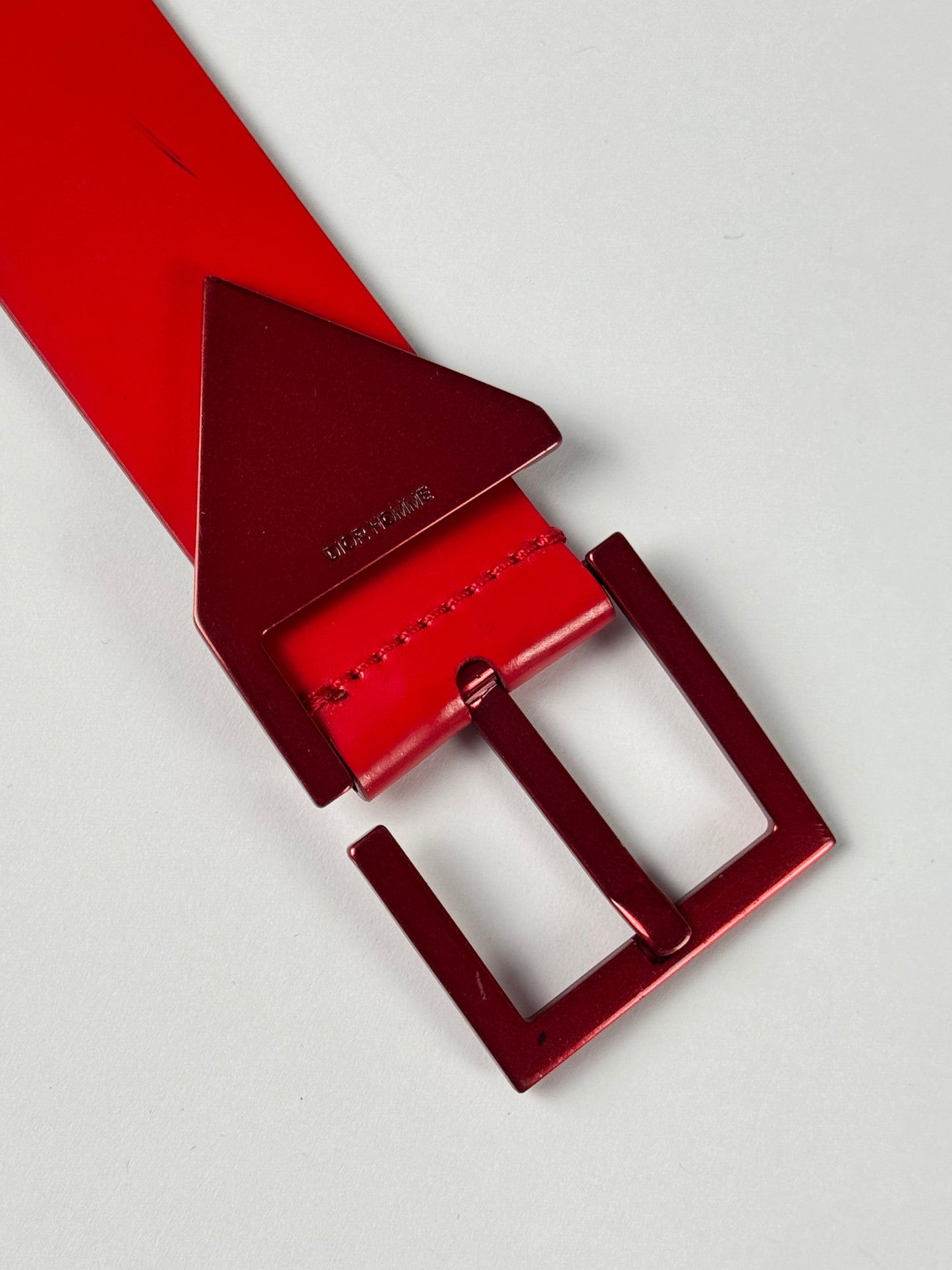 Dior Homme Sample Kris Van Assche Red Leather Belt SS 2009 - 90 CM