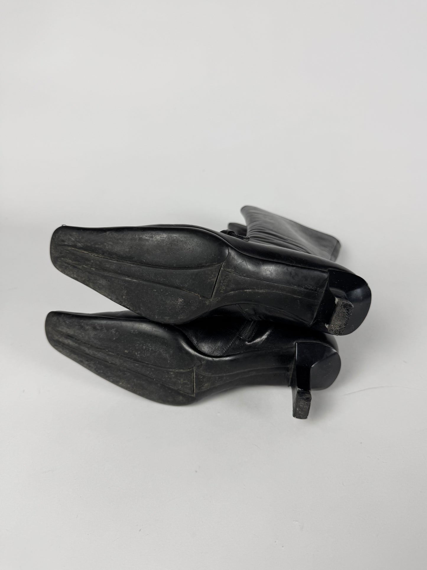 Prada Dark Belted Leather Boots SS 2000 - 37 IT/38 EU