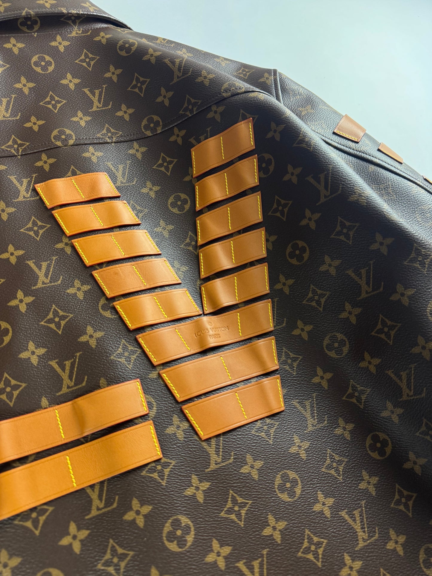 Louis Vuitton Nigo LV toile Monogram Military Leather Jacket Resort 2022 - L