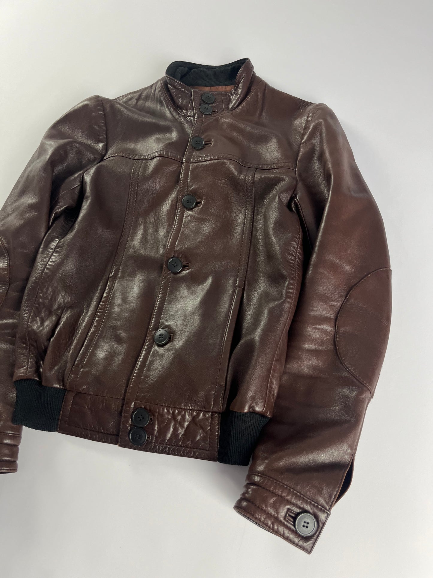 Balenciaga Brown Leather Bomber Jacket SS 2008 - M