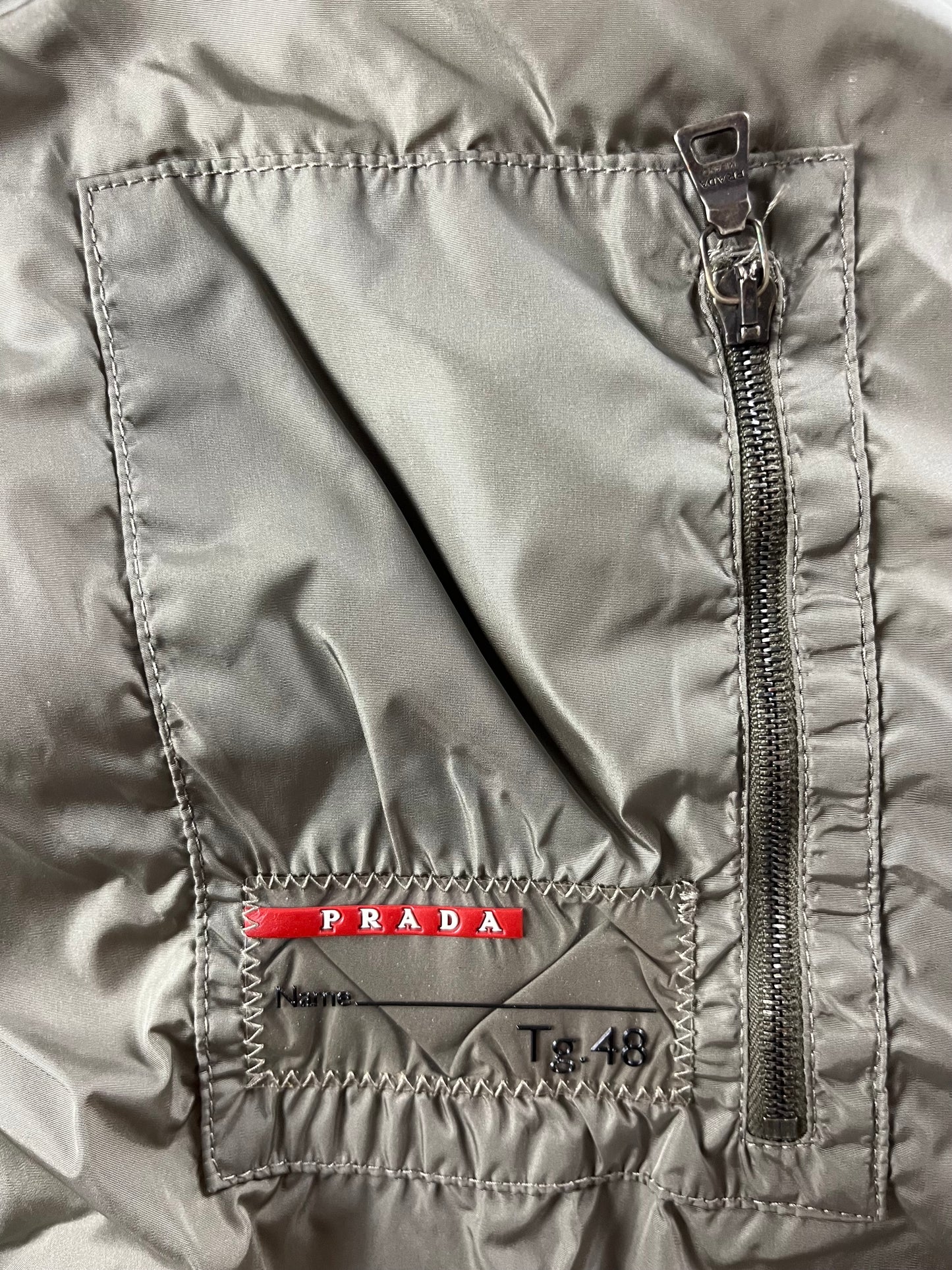 Prada Linea Rossa Puffer Blue Nylon Leather Patched Jacket 2000s - M