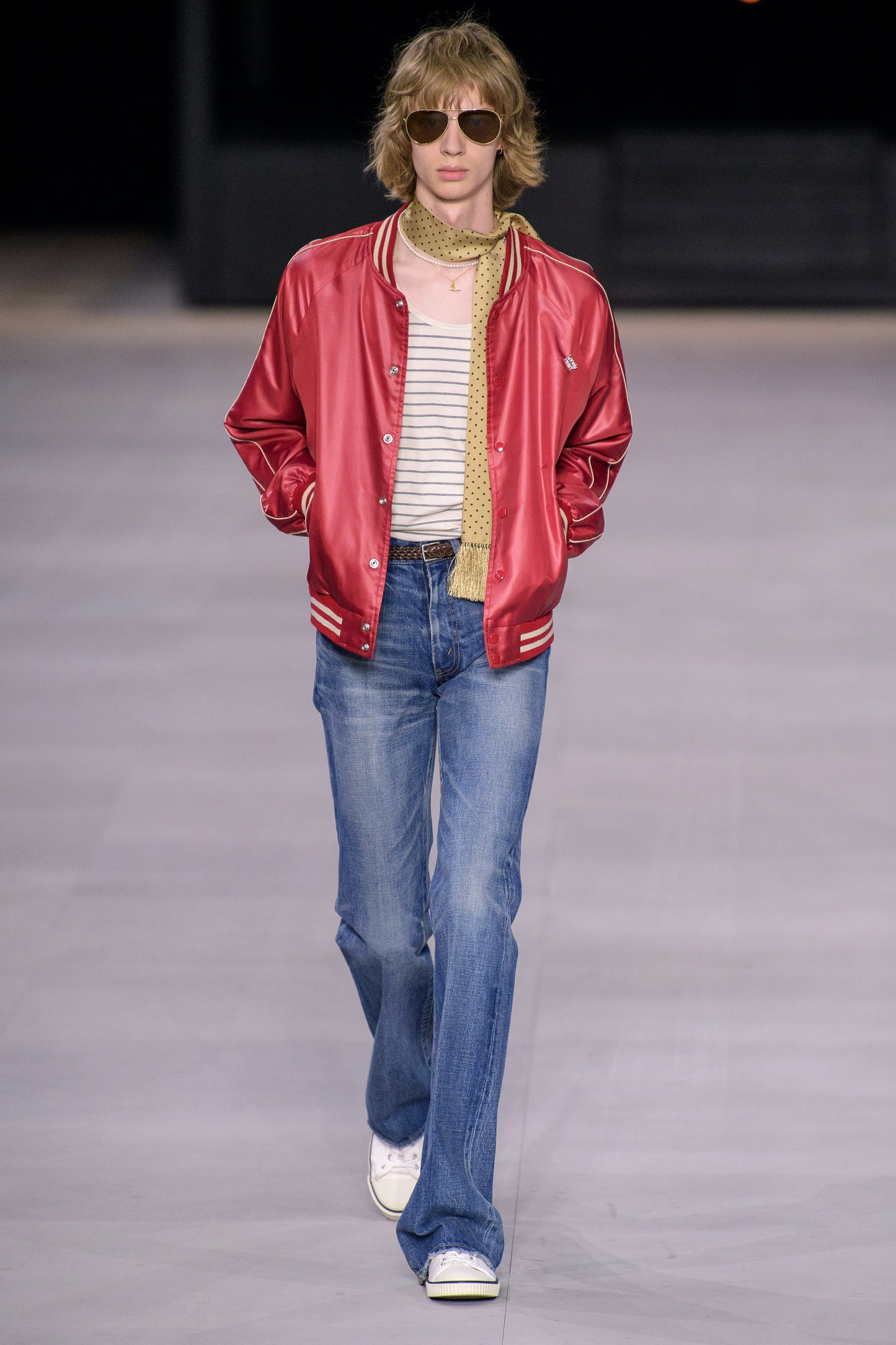Celine Hedi Slimane Nylon Teddy Bomber Jacket SS 2020 - M