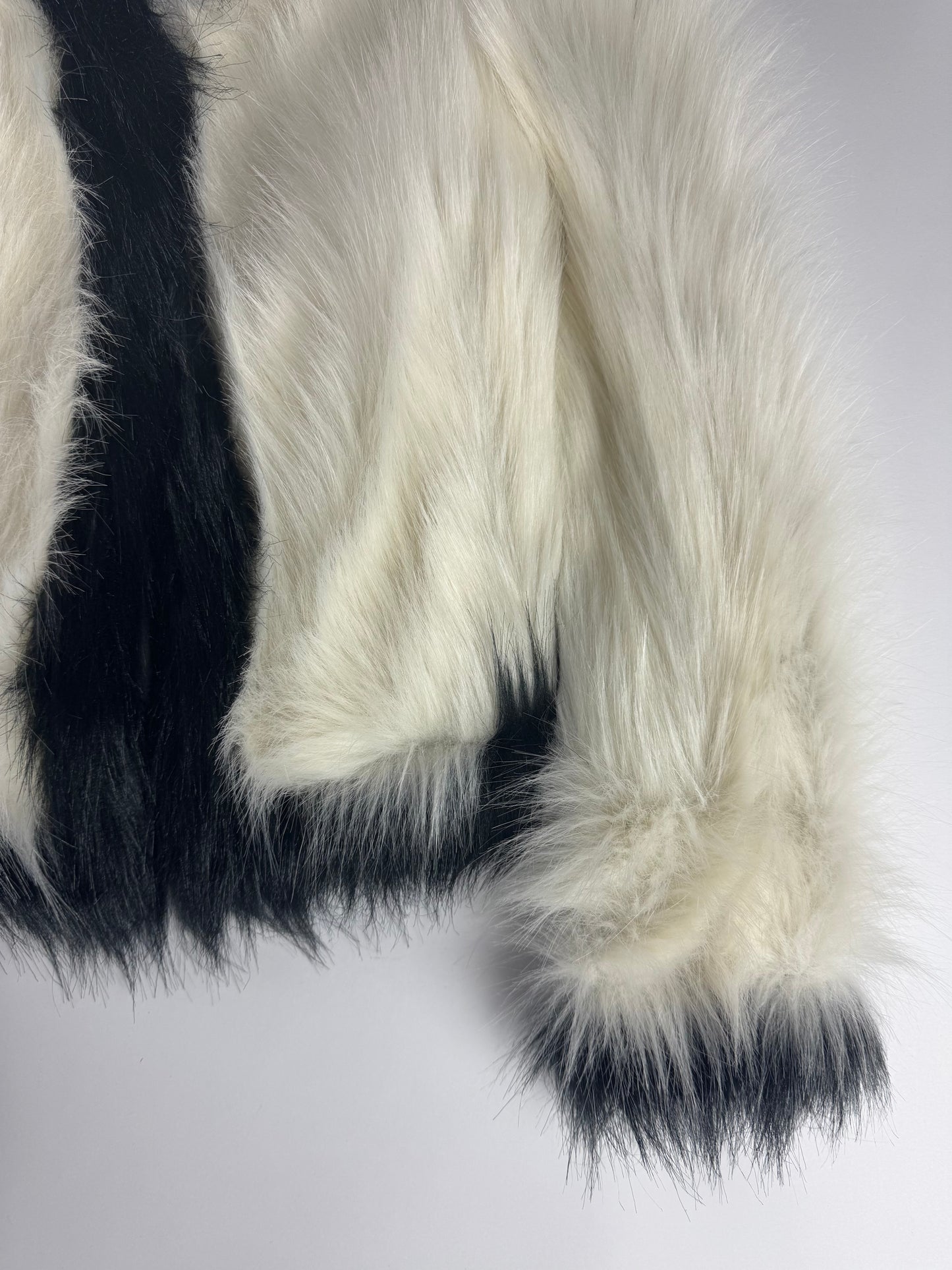 Saint Laurent Monochrome Cream Black Faux Fur Cropped Jacket FW 2021 - XS