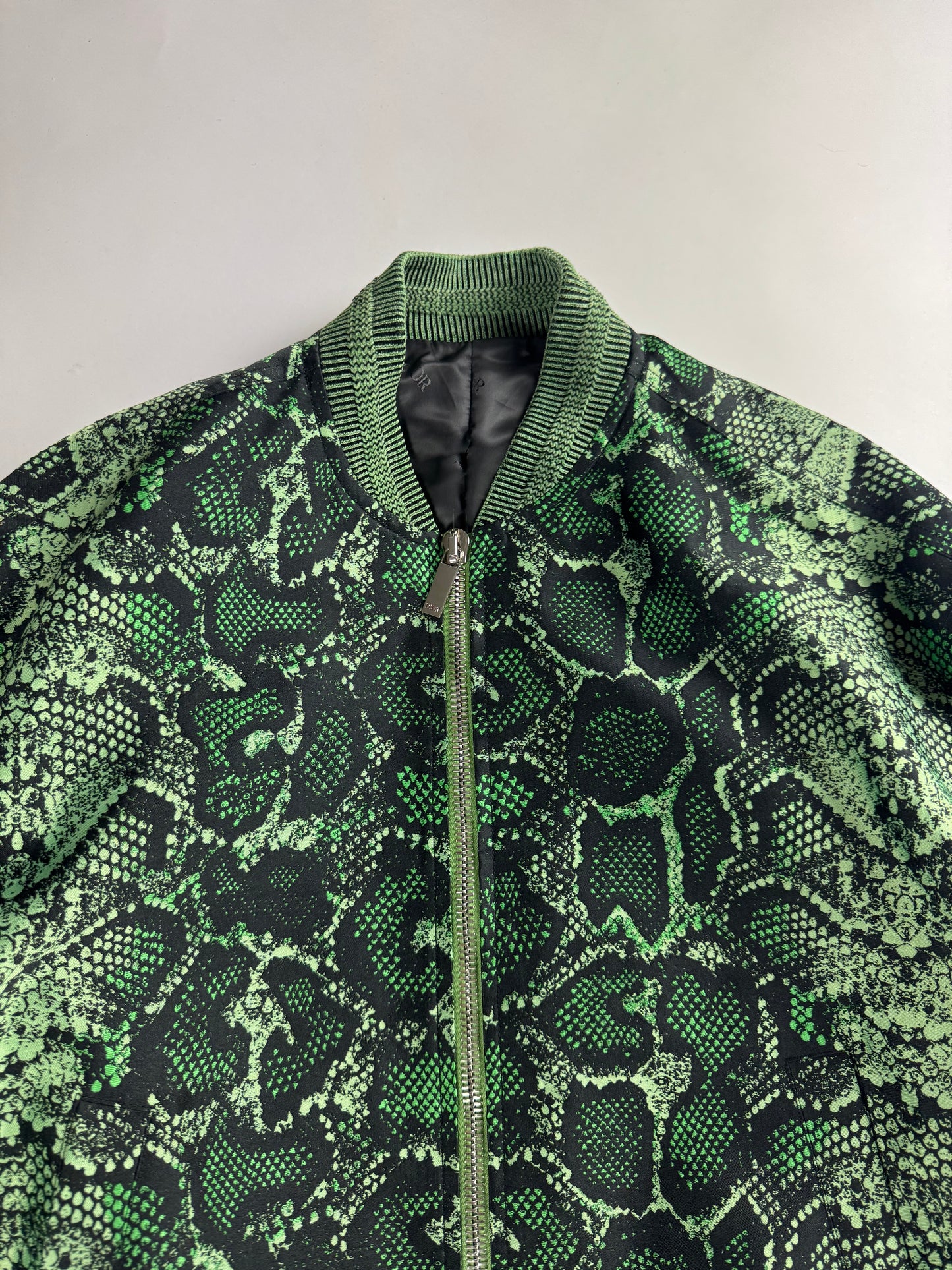 Dior Cactus Jack Sample Greenlight Snakeskin Pattern Bomber Jacket SS 2022 - M