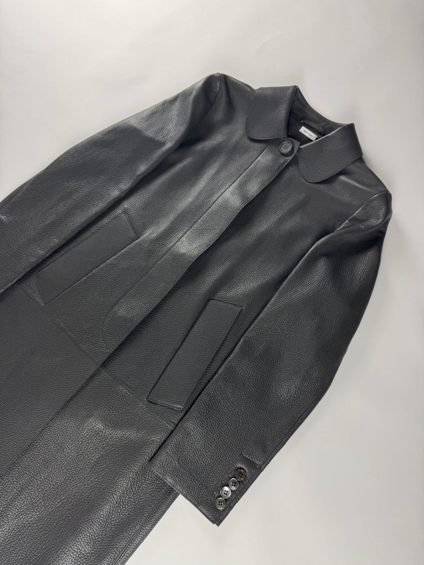 Thom Browne Sample Grigio Deer Leather Overcoat - XS