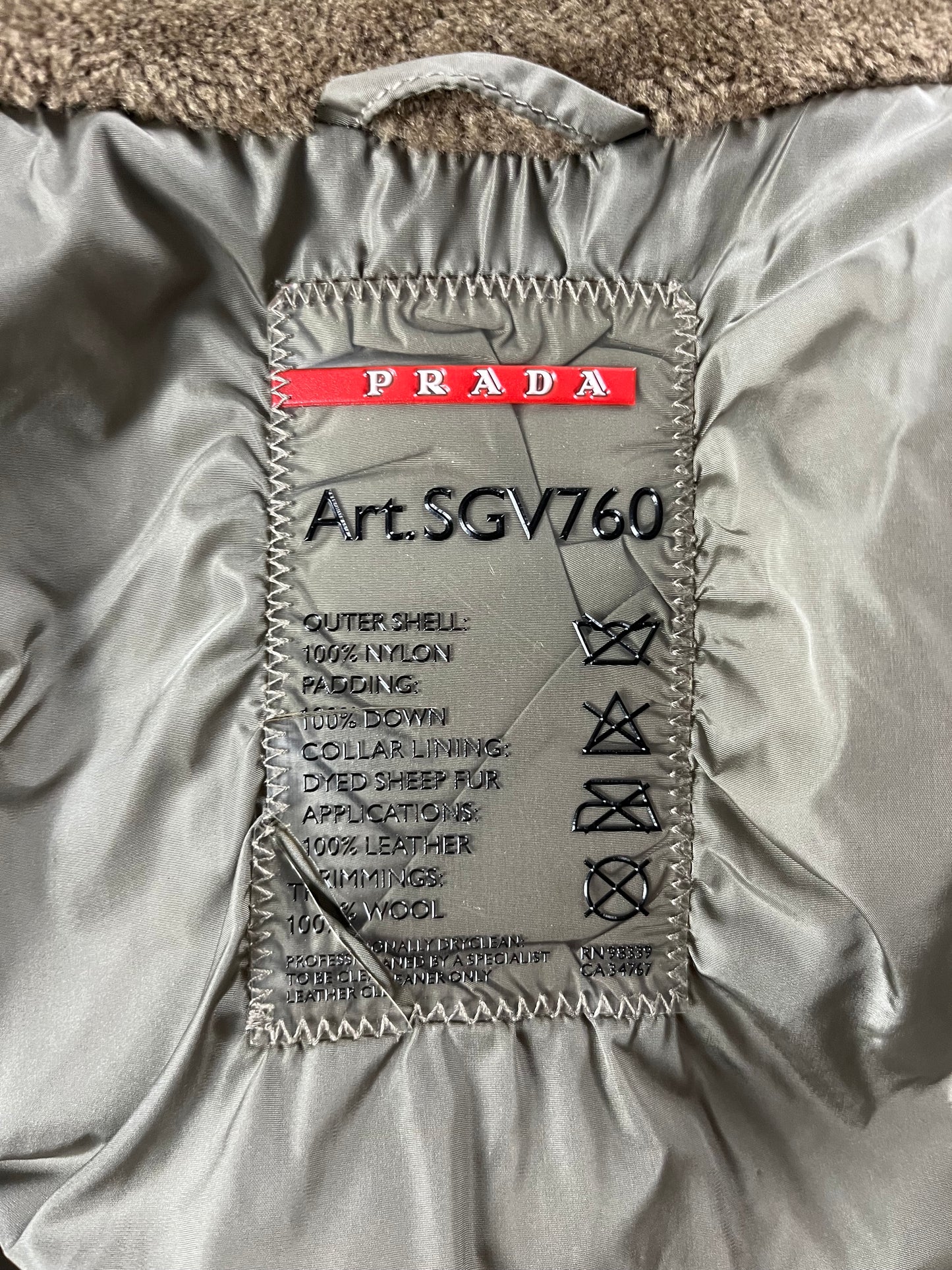 Prada Linea Rossa Puffer Blue Nylon Leather Patched Jacket 2000s - M