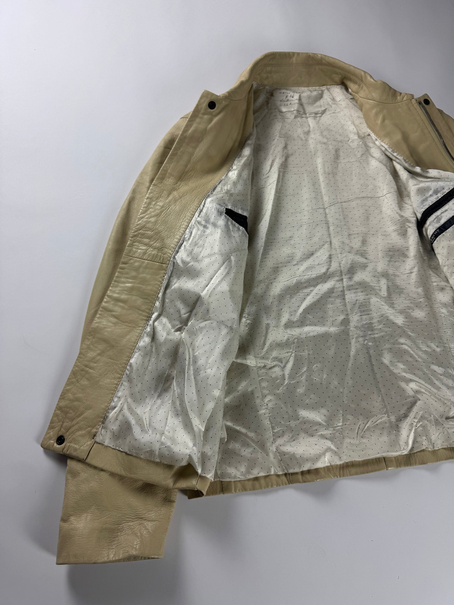 Givenchy Flower Embroidery Cream Leather Jacket SS 2005 - M