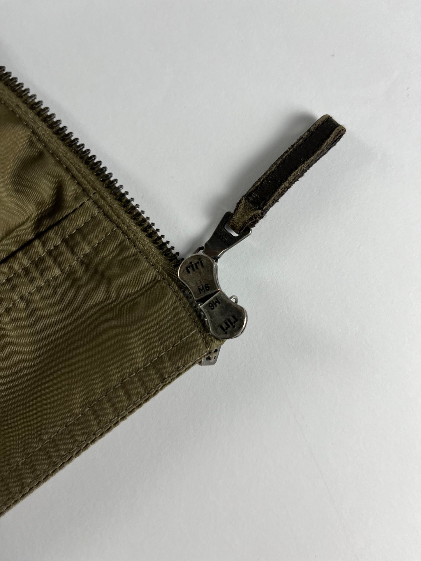 Prada Jungle Green Light Nylon Moto Fit Jacket 2000s - L