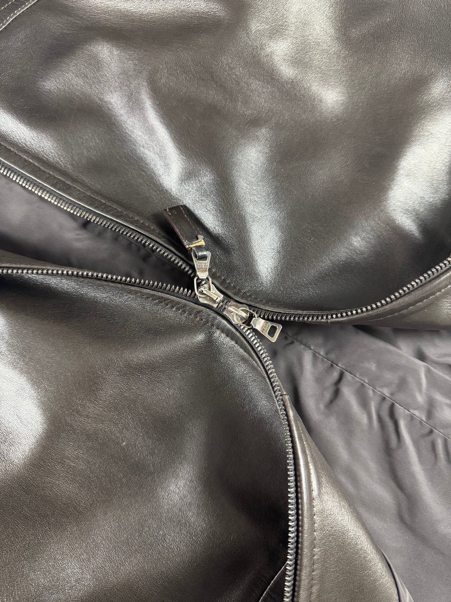 Prada Premium Double Zip Leather Formal Coat FW 2001 - M