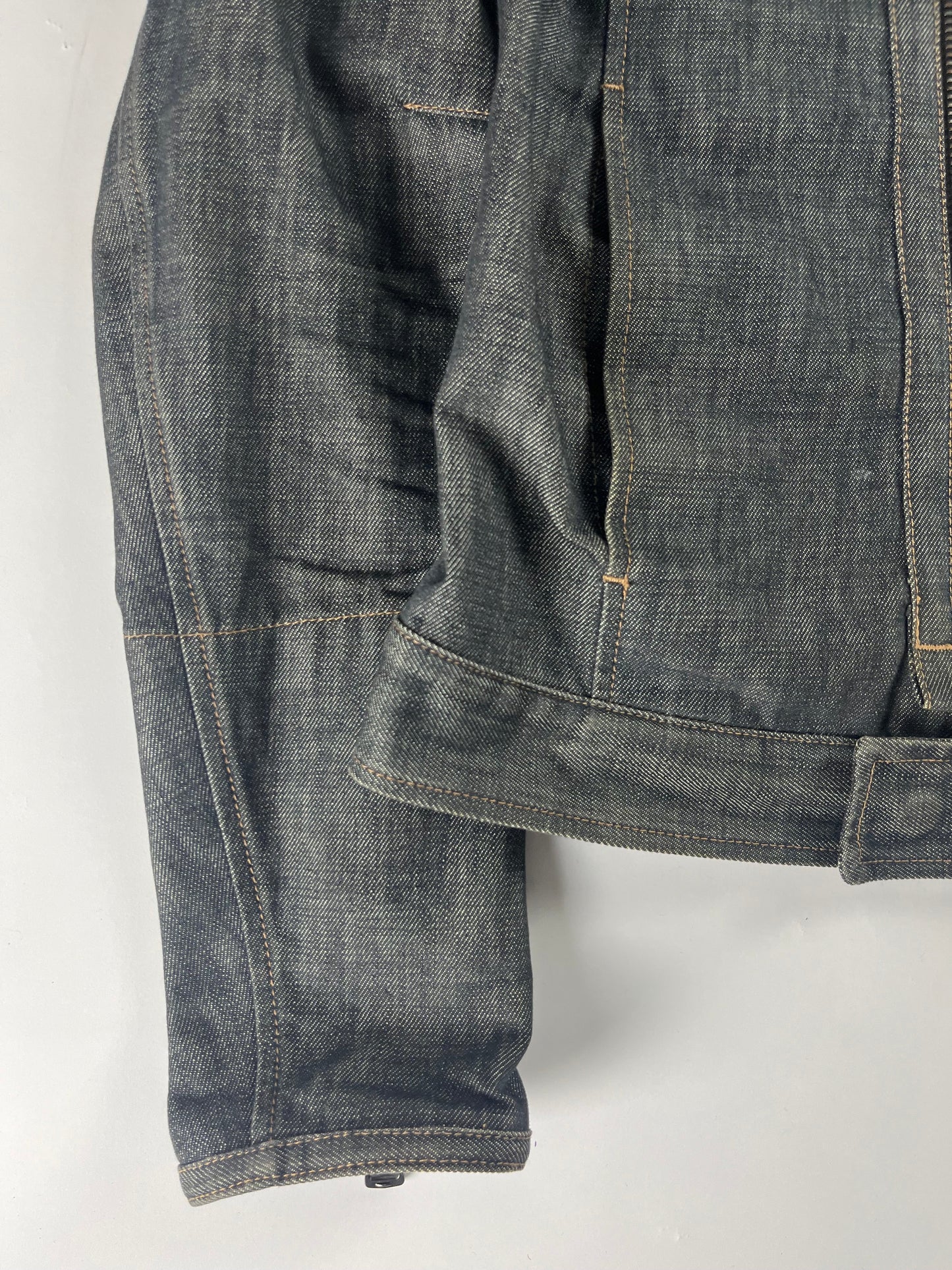 Gucci Asymmetrical Zip Raw Denim Biker Jacket SS 2002 - S