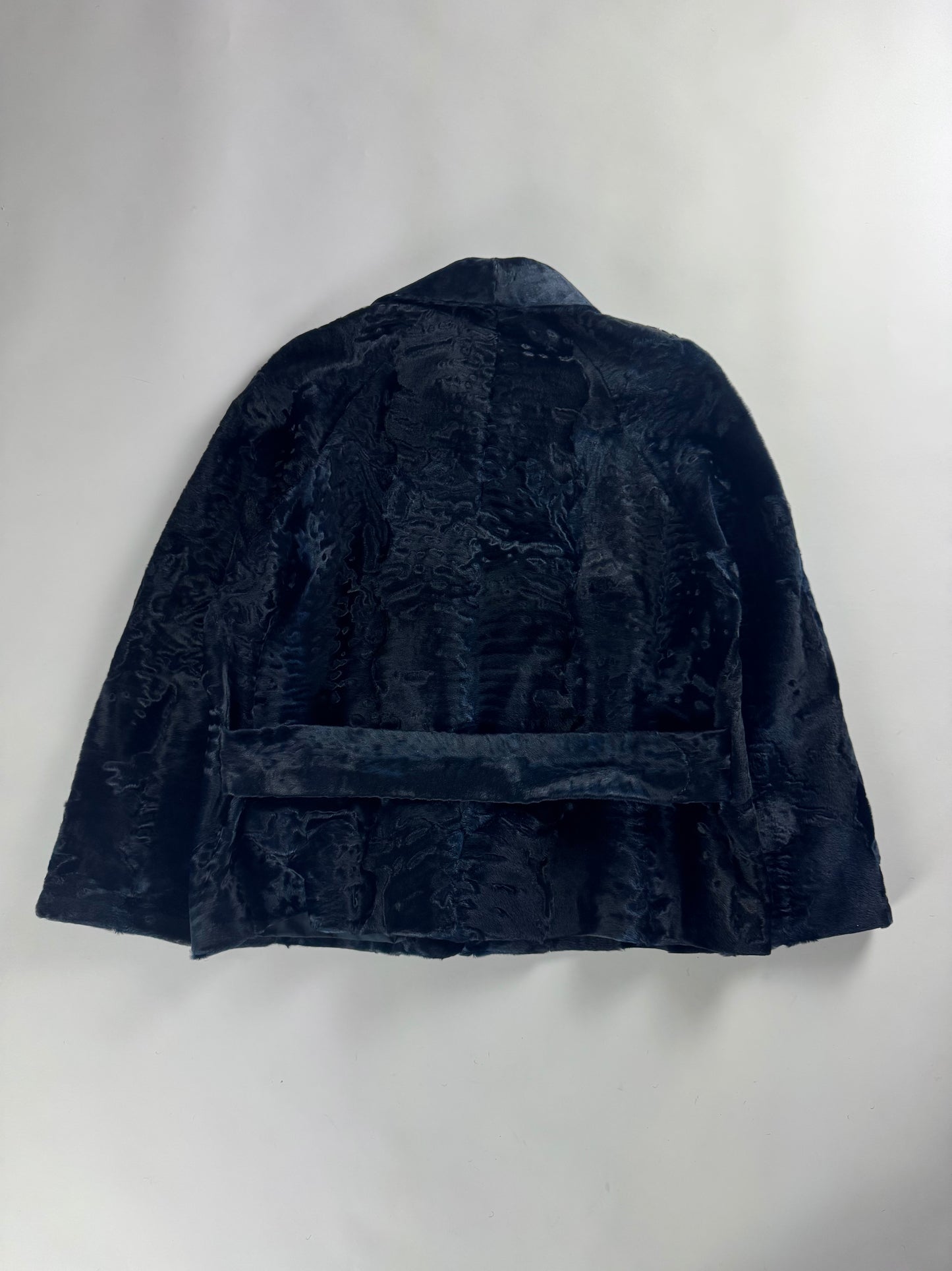 Prada Night Navy Astrakhan Fur Tailored Jacket FW 2000 - S