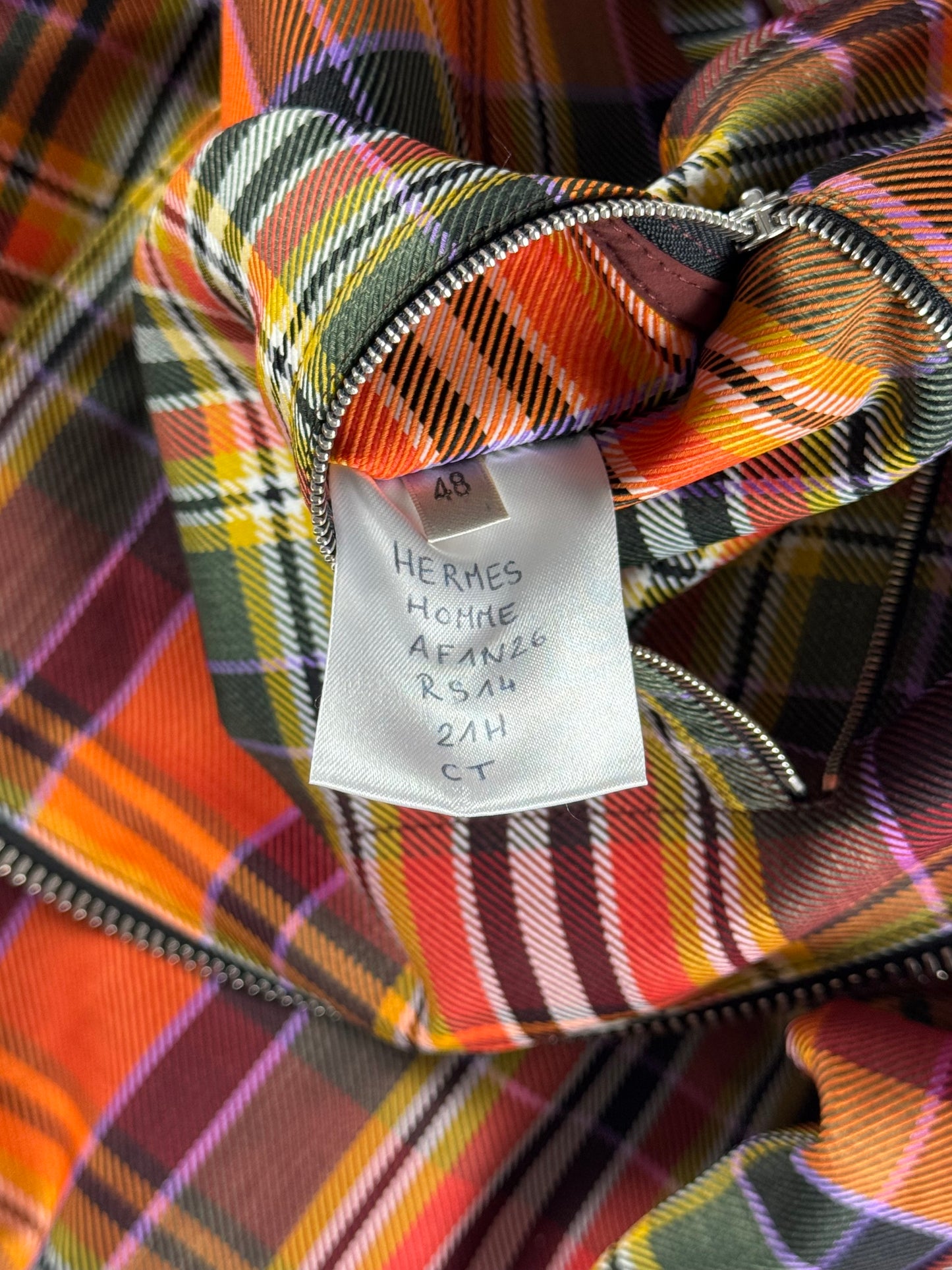 Hermès Sample Zip Up Plaid Tech Hooded Parka Jacket FW 2021 - M