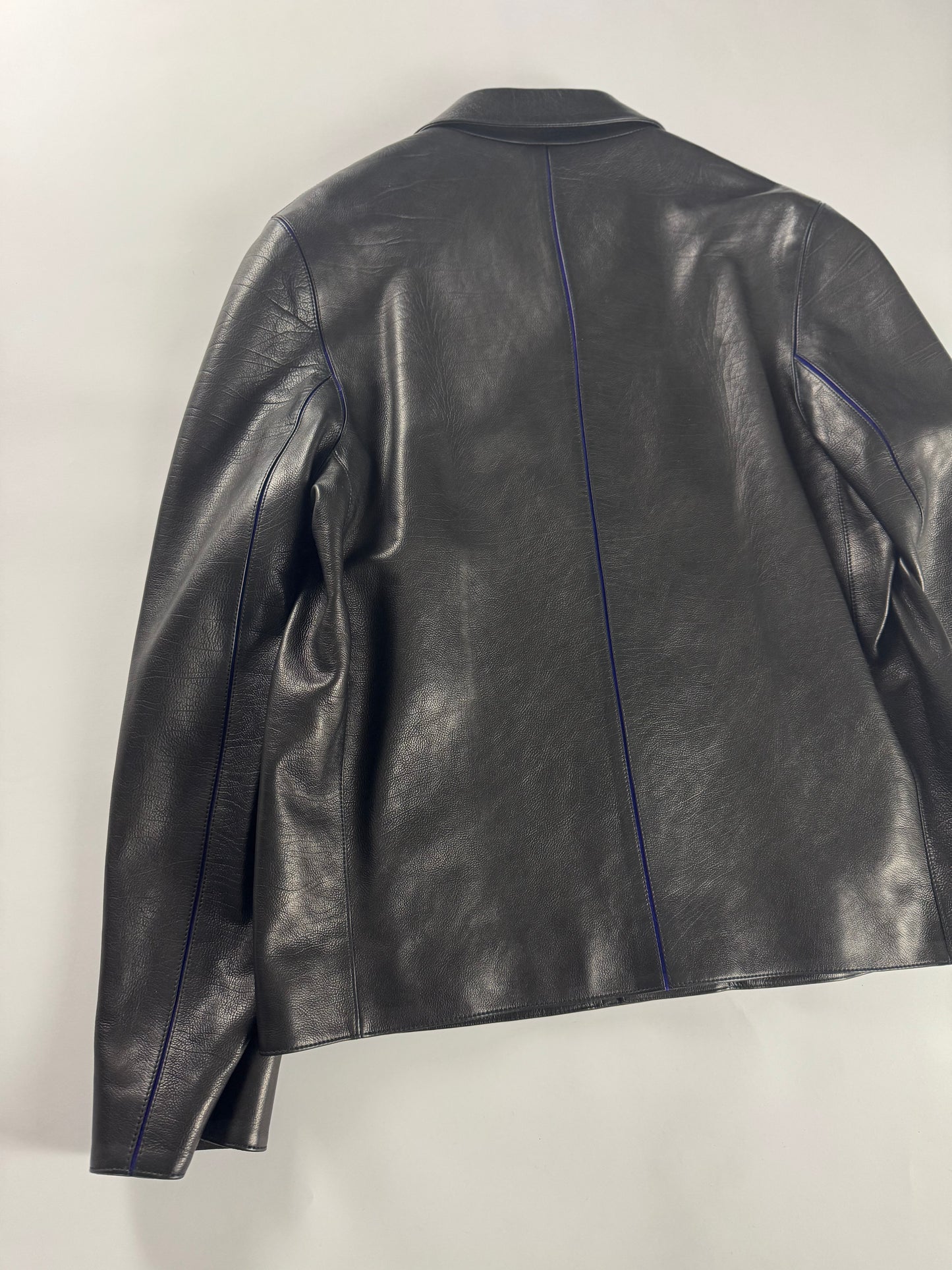 Louis Vuitton Unreleased Blue Neon Minimalist Perfect Tailored Lambskin Leather Jacket SS 2025 - L
