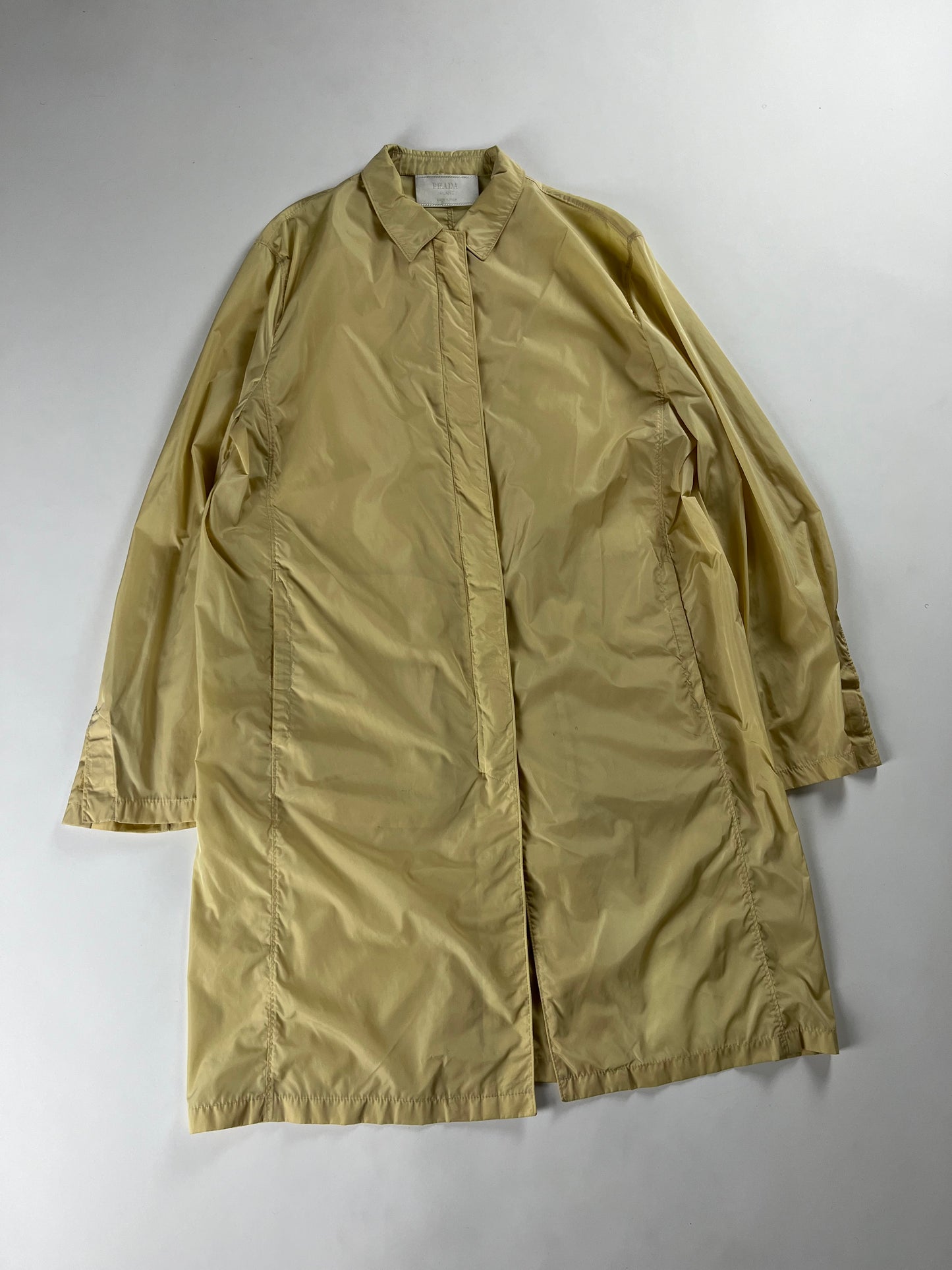 Prada Translucent Yellow Nylon Strapped Long Light Jacket SS 1998 - S