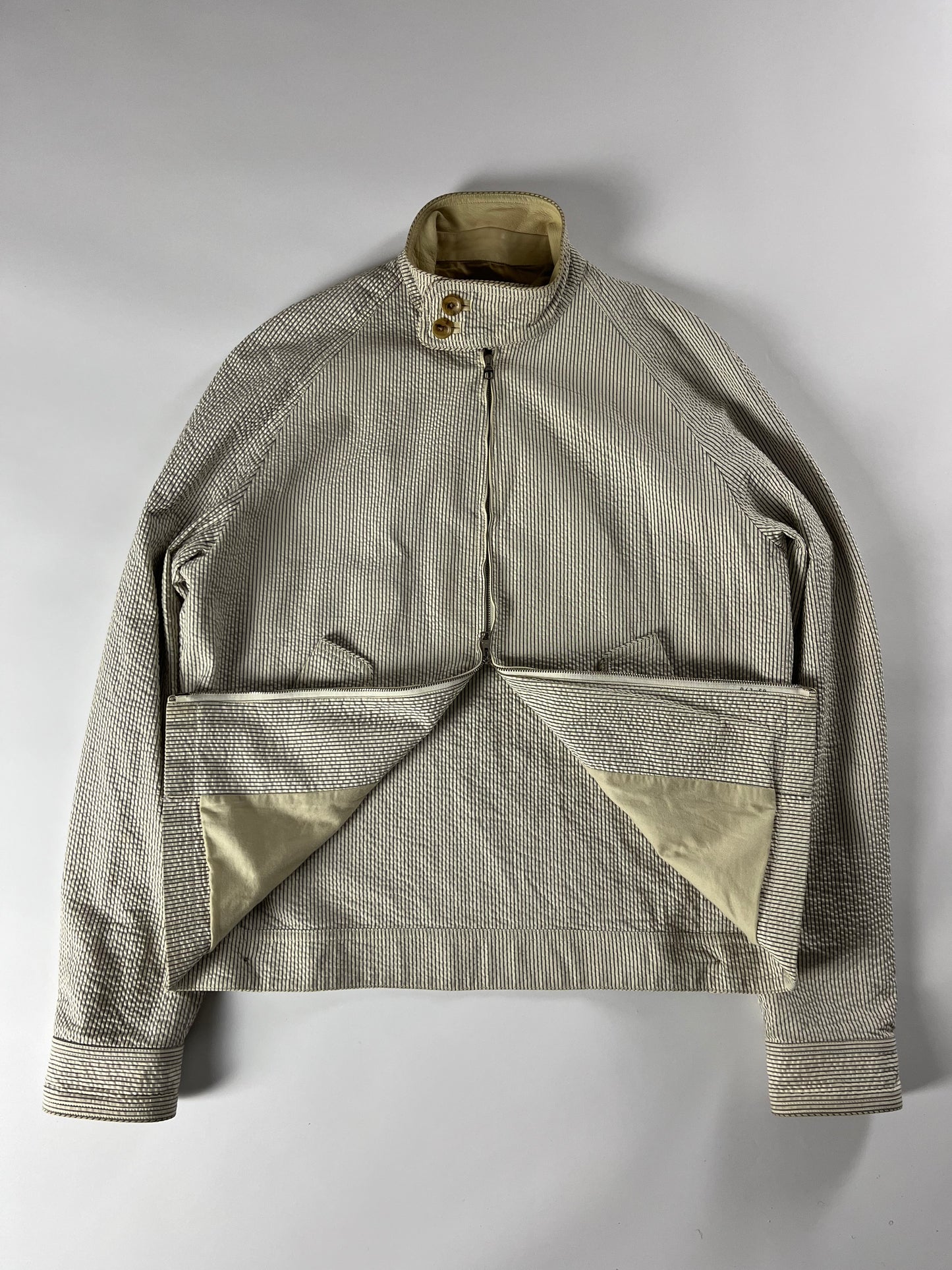 Louis Vuitton Cotton Incrusted Lambskin Leather Striped Jacket 2000s - L