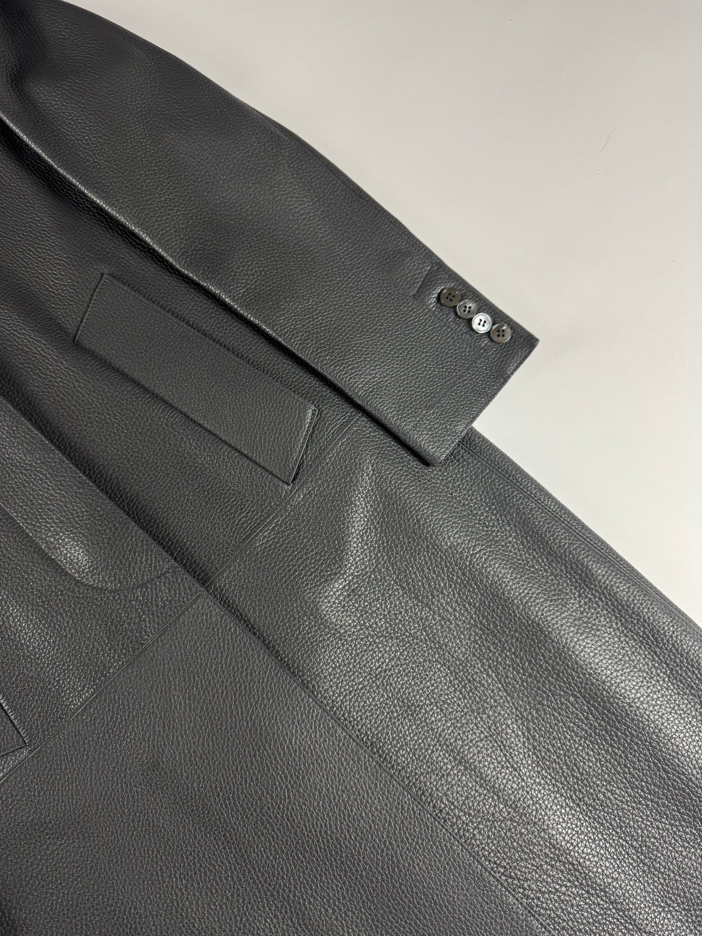 Thom Browne Sample Grigio Deer Leather Overcoat - XS