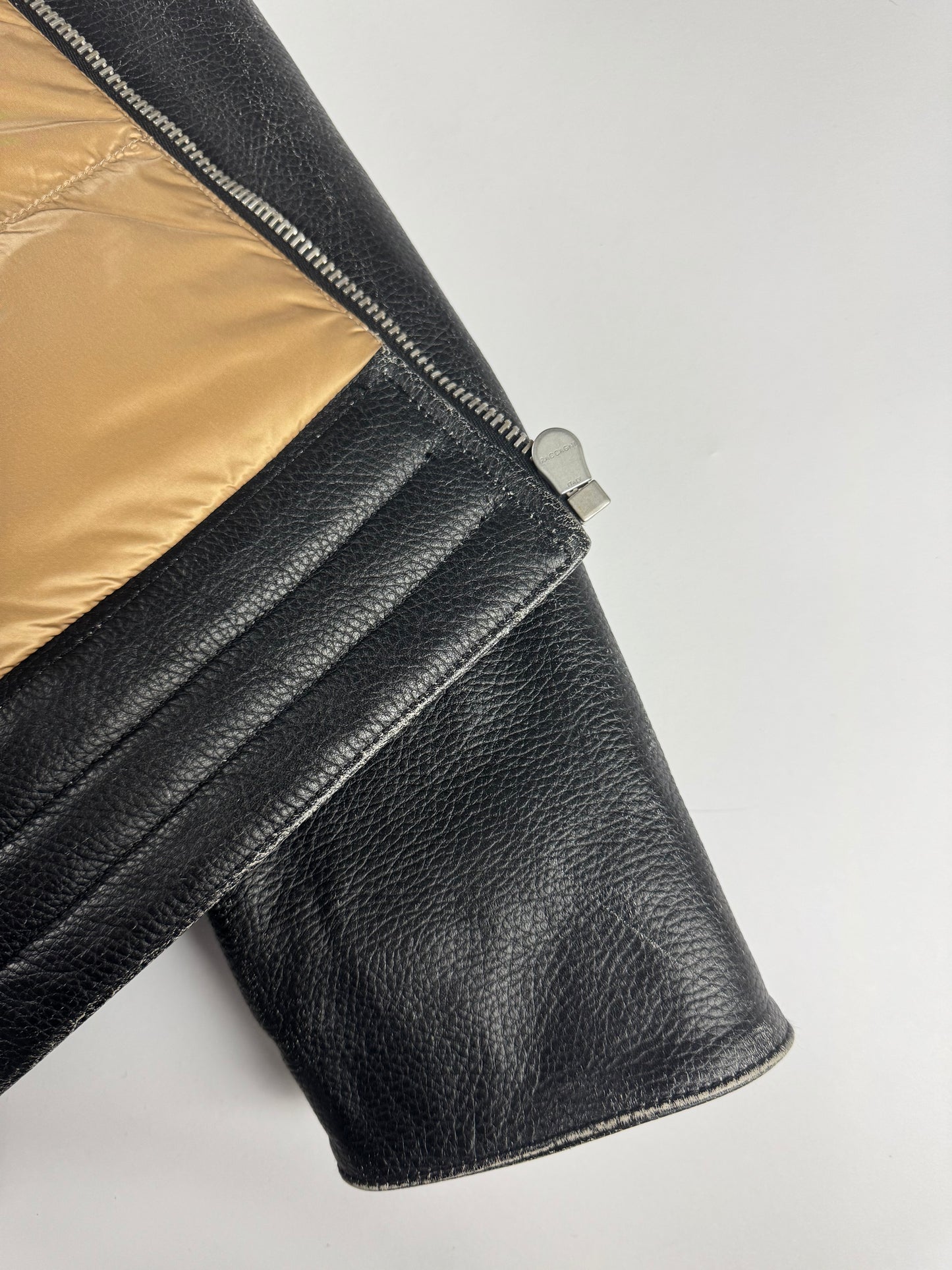 Moncler x Palm Angels Vicsek Full Grain Leather Down Moto Jacket FW 2023 - S