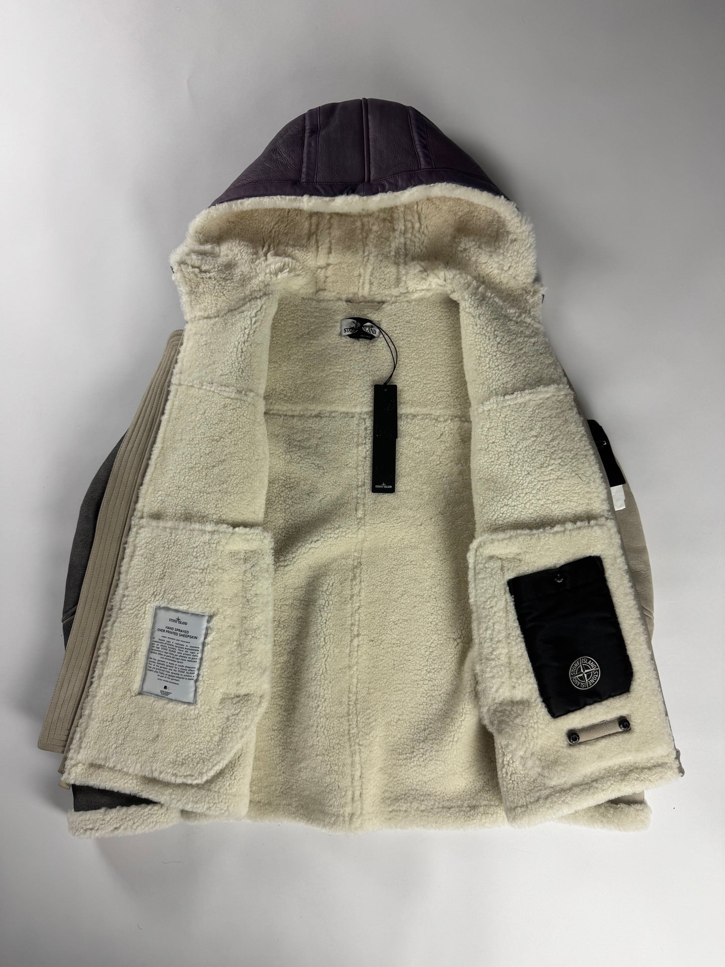 Stone Island Hand Sprayed Shearling Leather Jacket FW 2020 - M