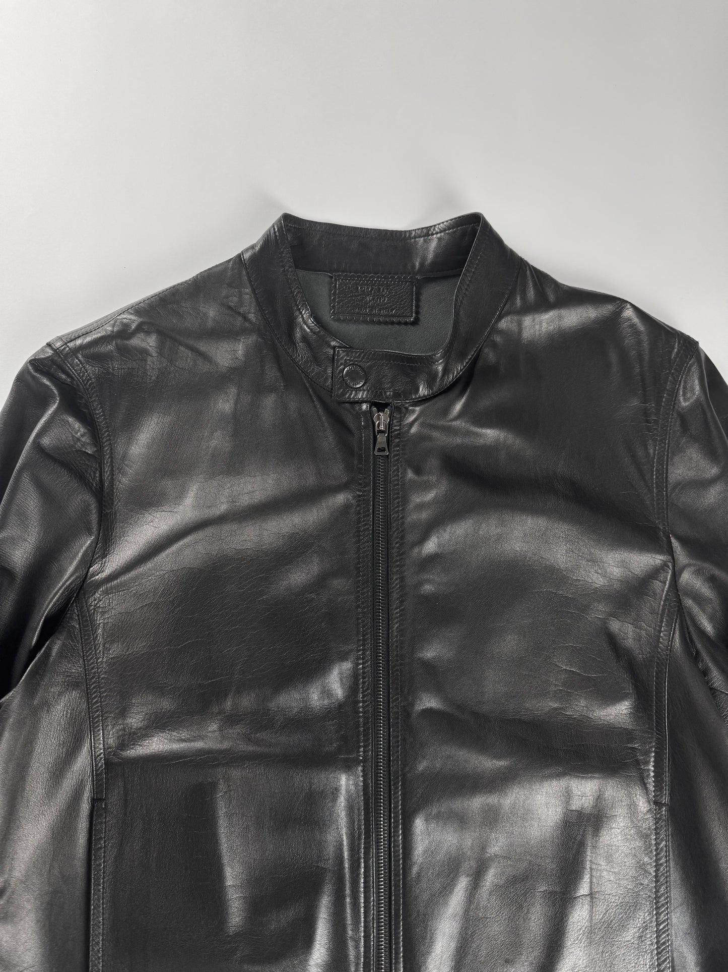 Prada Pure Minimalist Soft Light Moto Jacket Leather FW 2000 - L