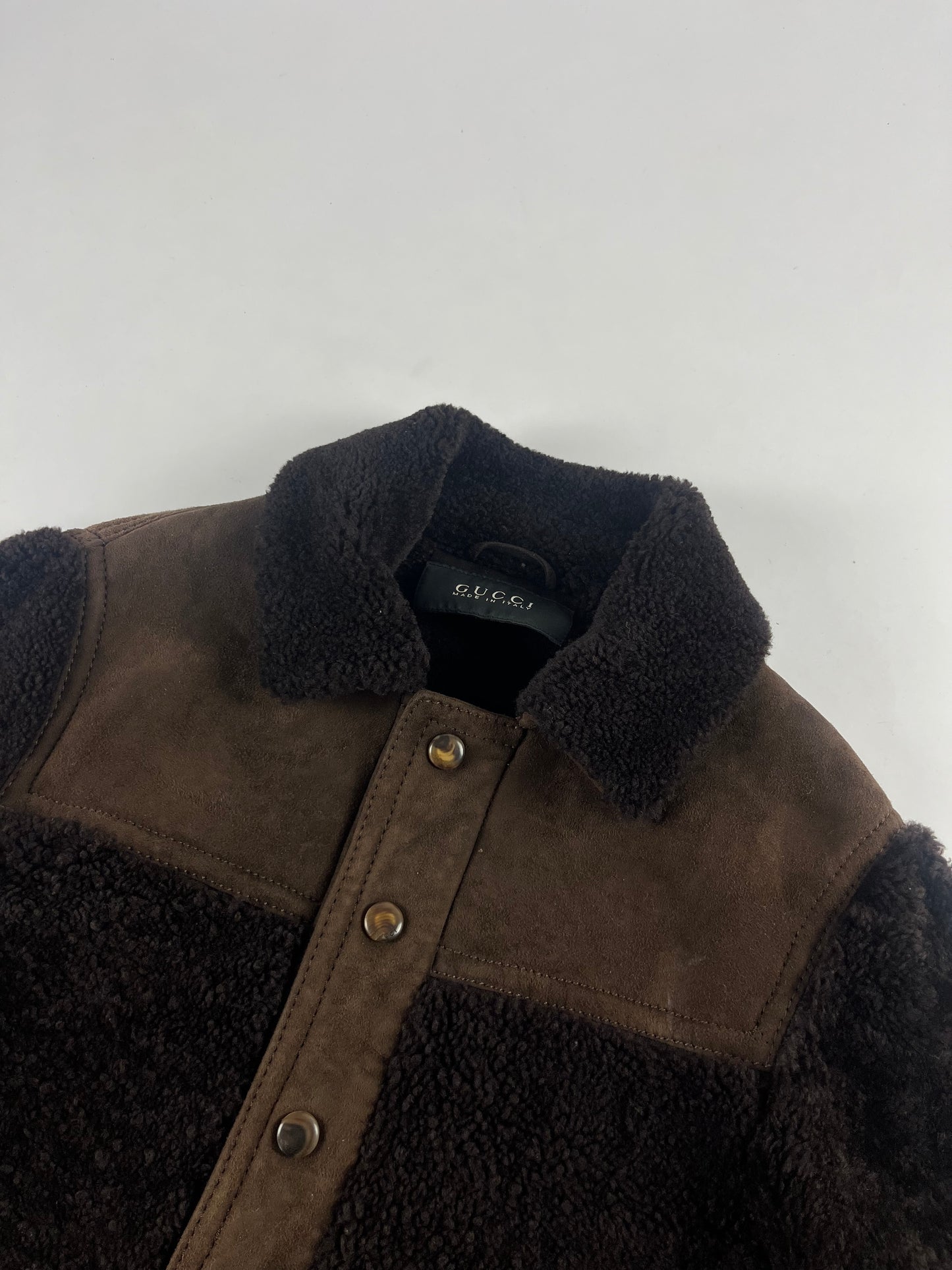 Gucci Dark Brown Shearling Wool Blend Jacket - M