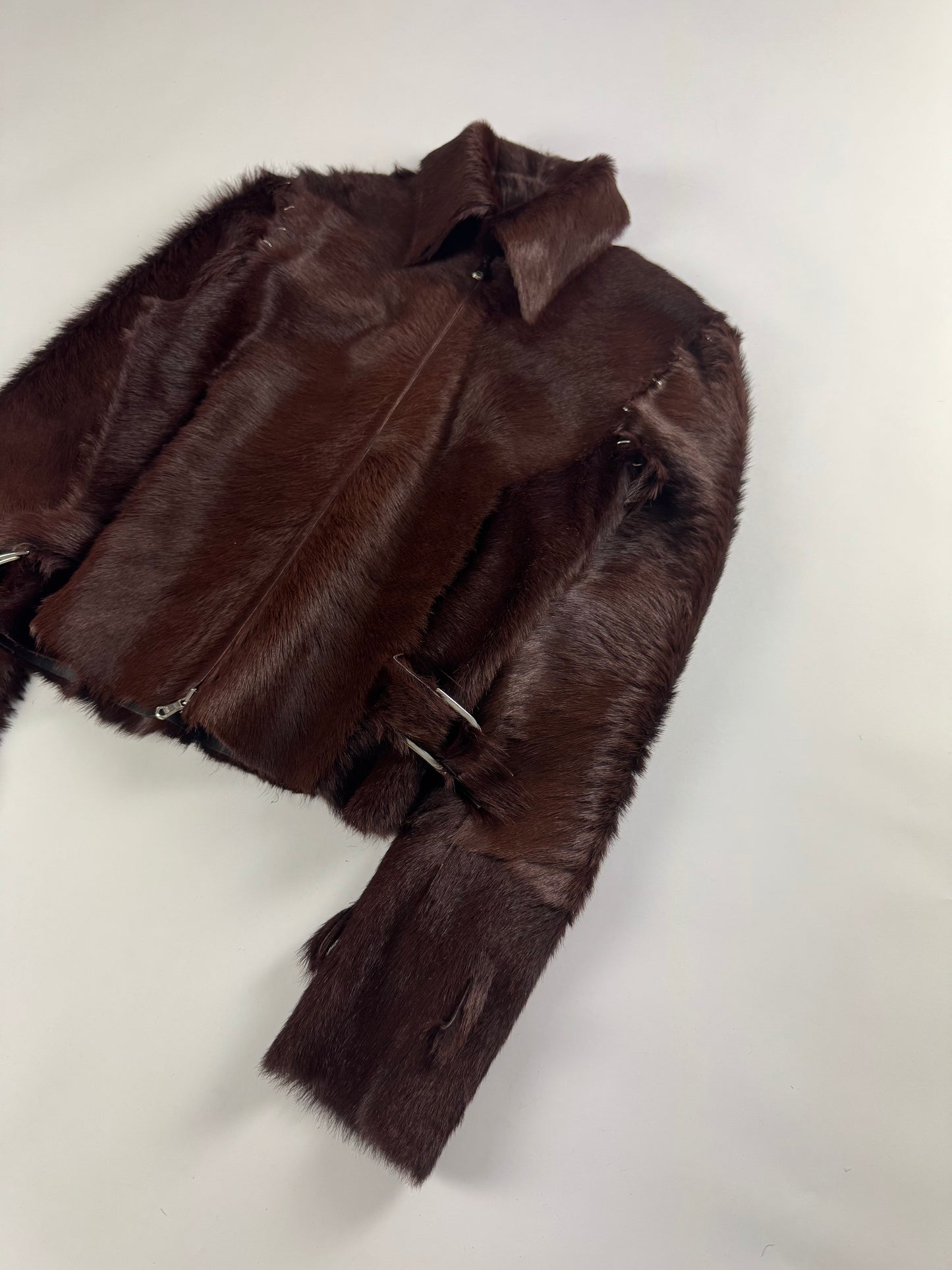 Louis Vuitton Sample Artisanal Fur Suture Spine Line Double Waist Belt Jacket - XS