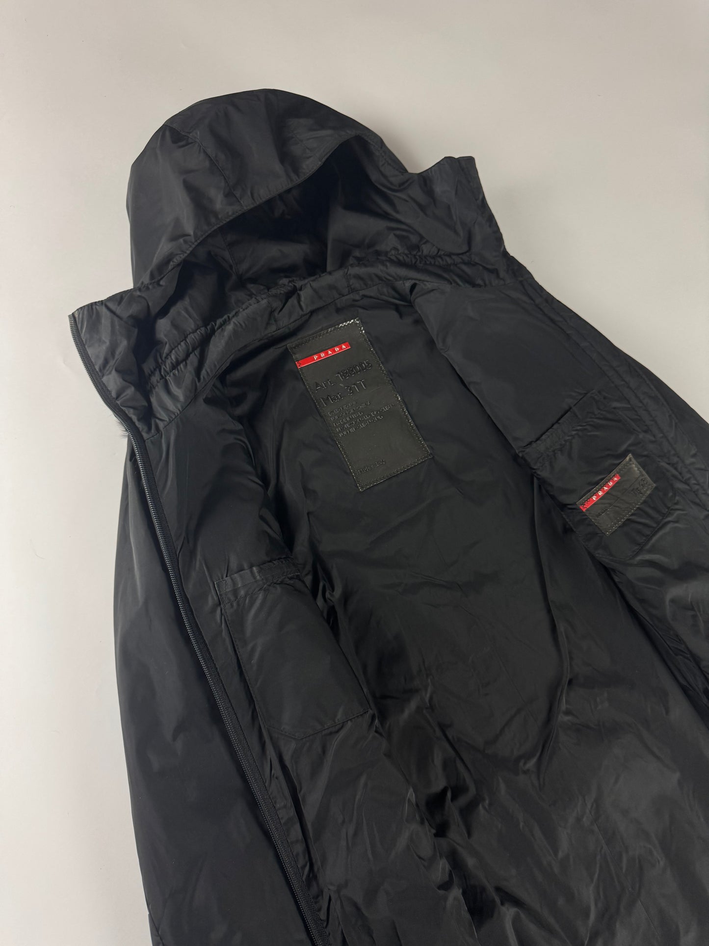 Prada Linea Rossa Convertible Sleeve Dyed Kid Fur Hooded Coat FW 1999 - S