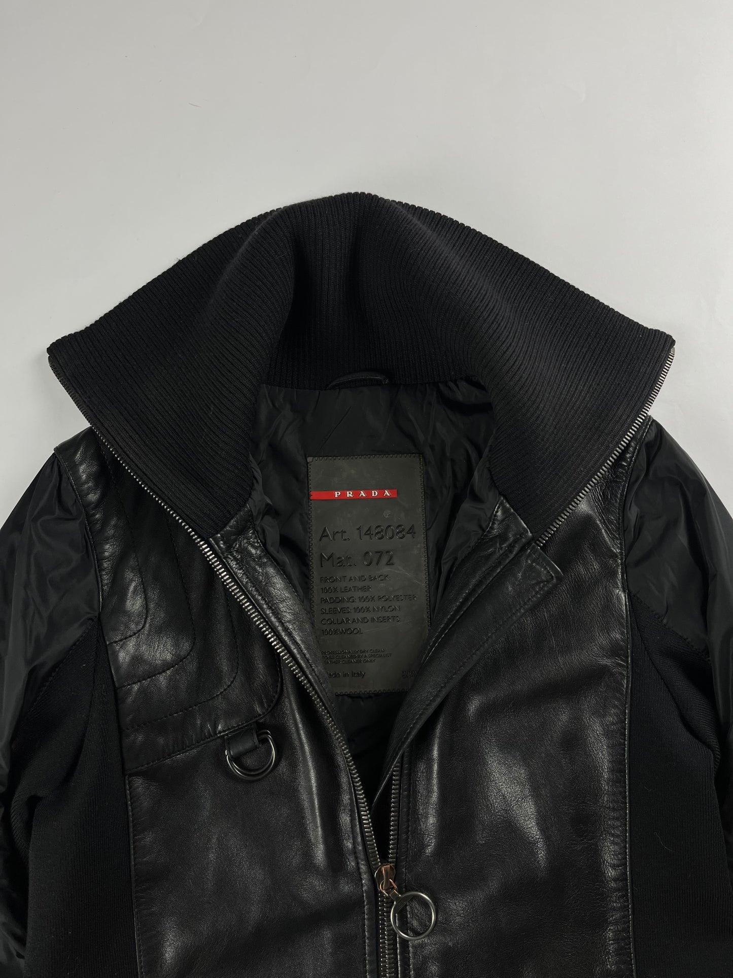 Prada Wool Leather Turtleneck Jacket - S