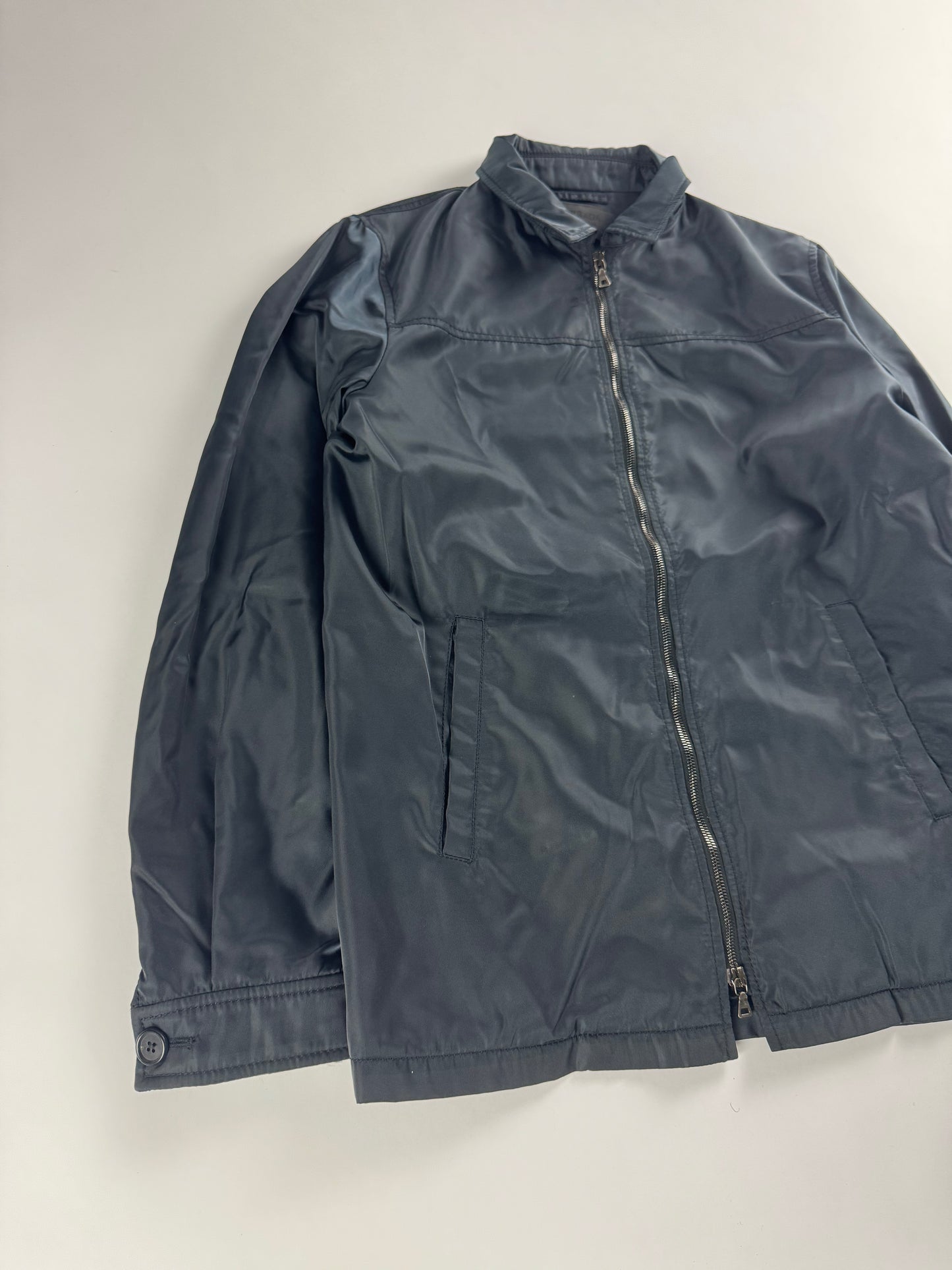 Prada Navy Double Zip Officer Minimalist Trucker Jacket SS 2008 - M