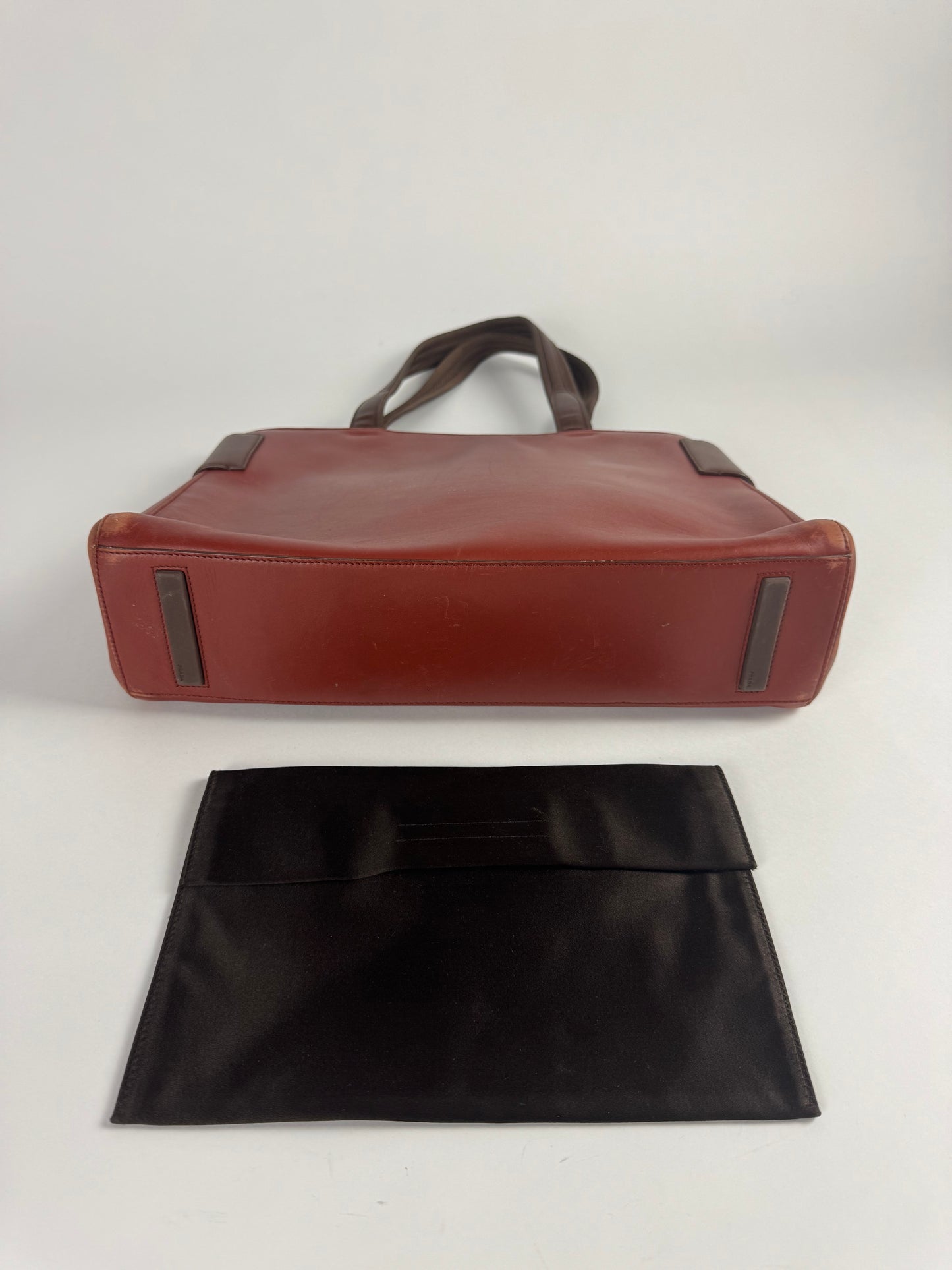 Prada Brown Double Strapped Sides City Calf Leather Bag SS 1999 - OS