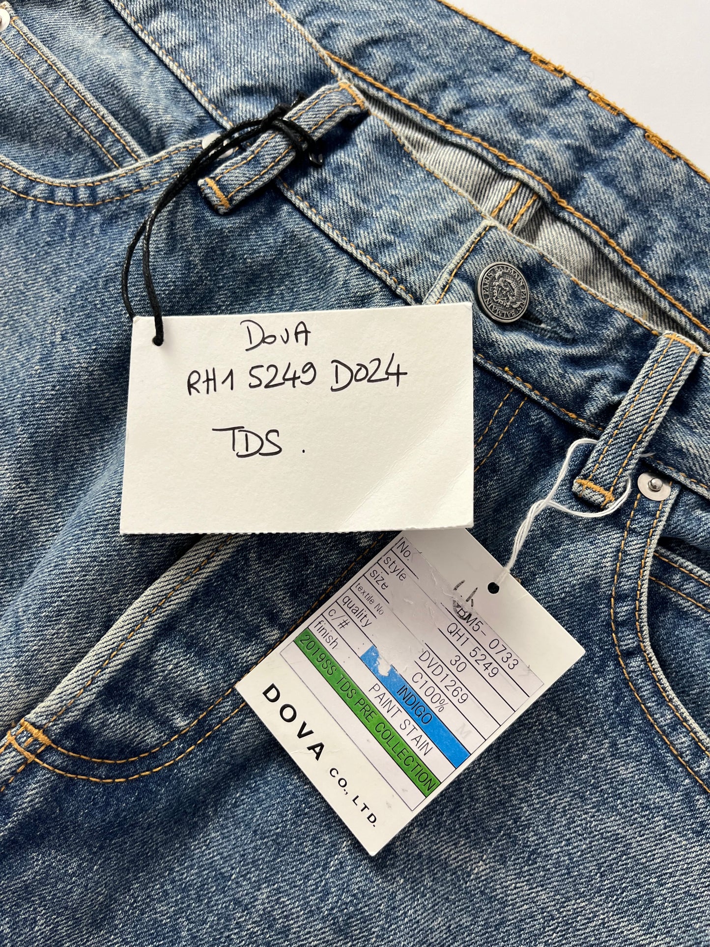 Balmain Sample Blue Painted Distressed Denim SS 2019 - 30 US