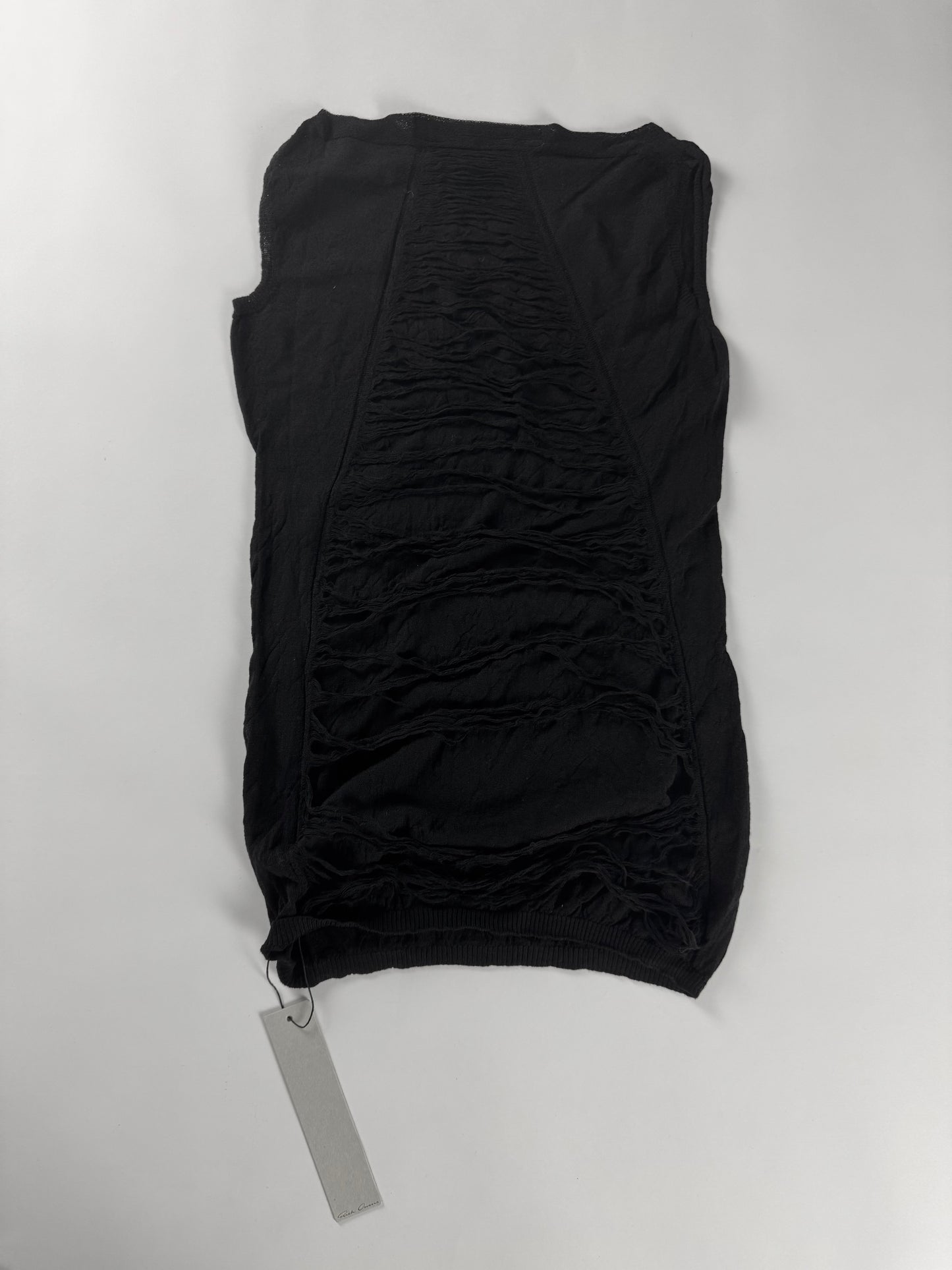 Rick Owens Black Dust Fringes Vest Top 2000s - S