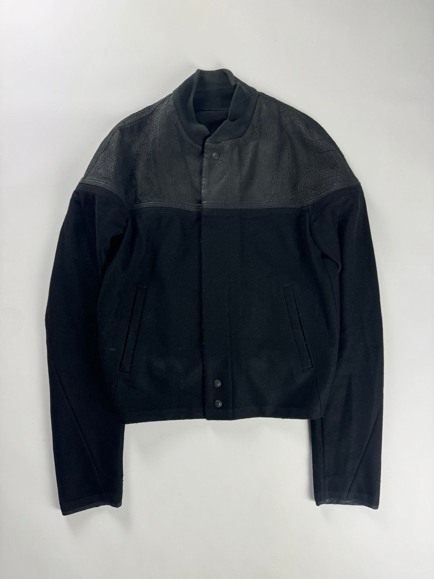 Balenciaga Sample Nicolas Ghesquière Crackled Leather Two Fabric Jacket 2010s - S