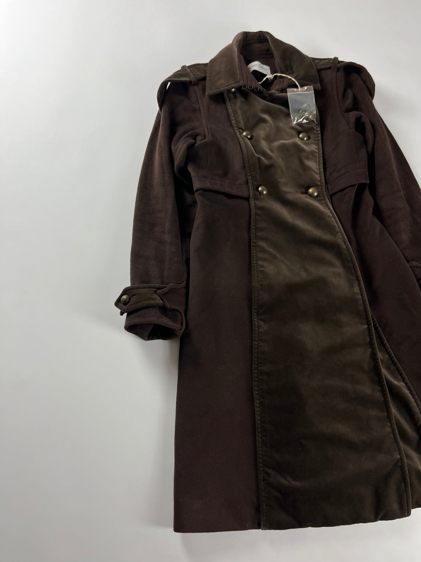 Yves Saint Laurent Sample Double Breasted Velvet Trimmed Military Coat FW 2005 - S