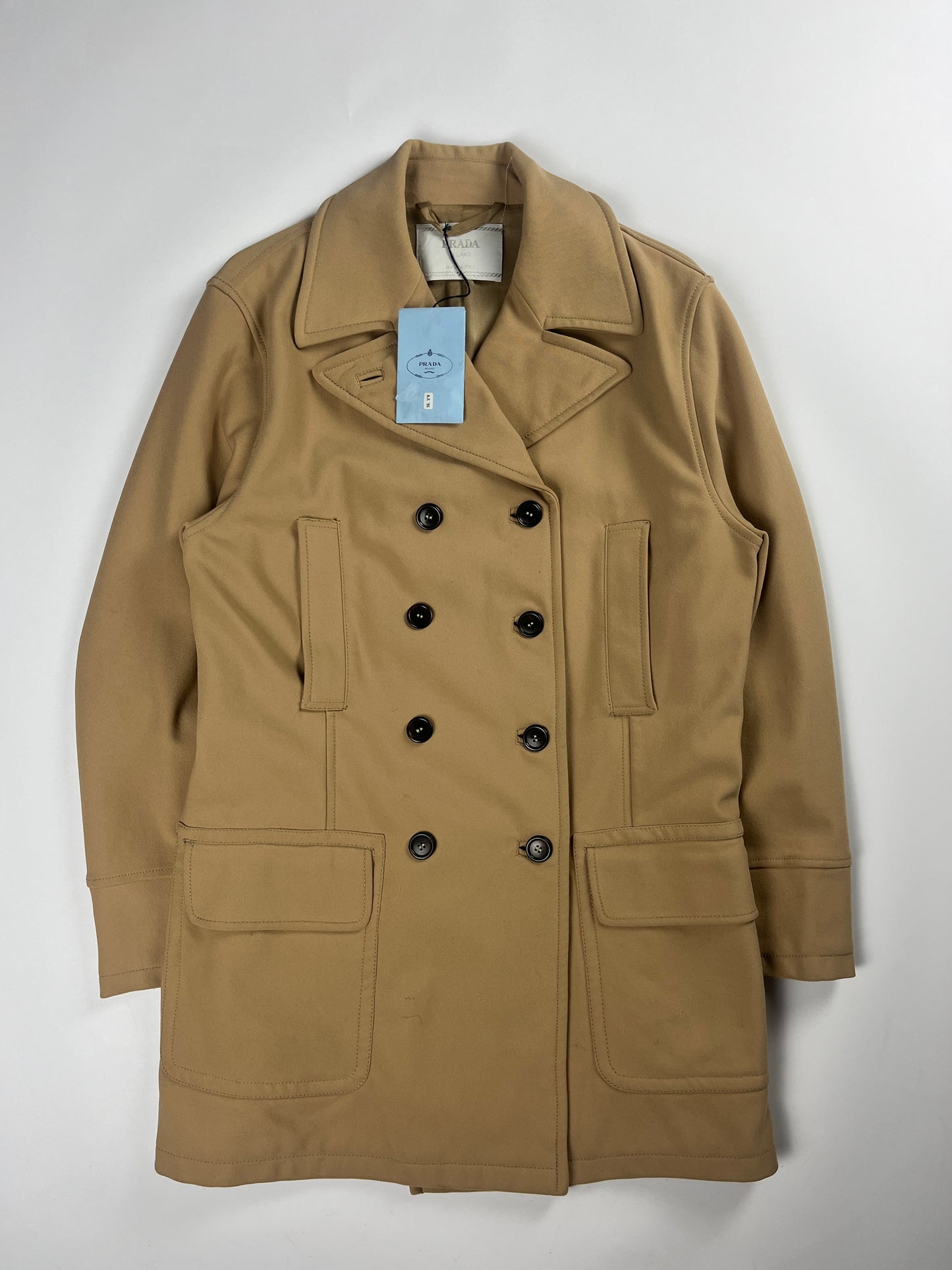 Prada Camel Double Breasted Officer Overcoat FW 1995 - L