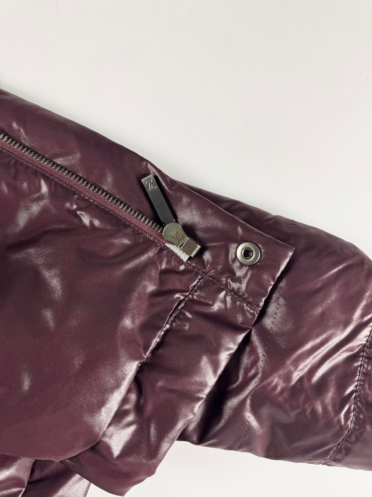 Louis Vuitton Glass Burgundy Asymmetrical Zip Nylon Jacket 2000s - S