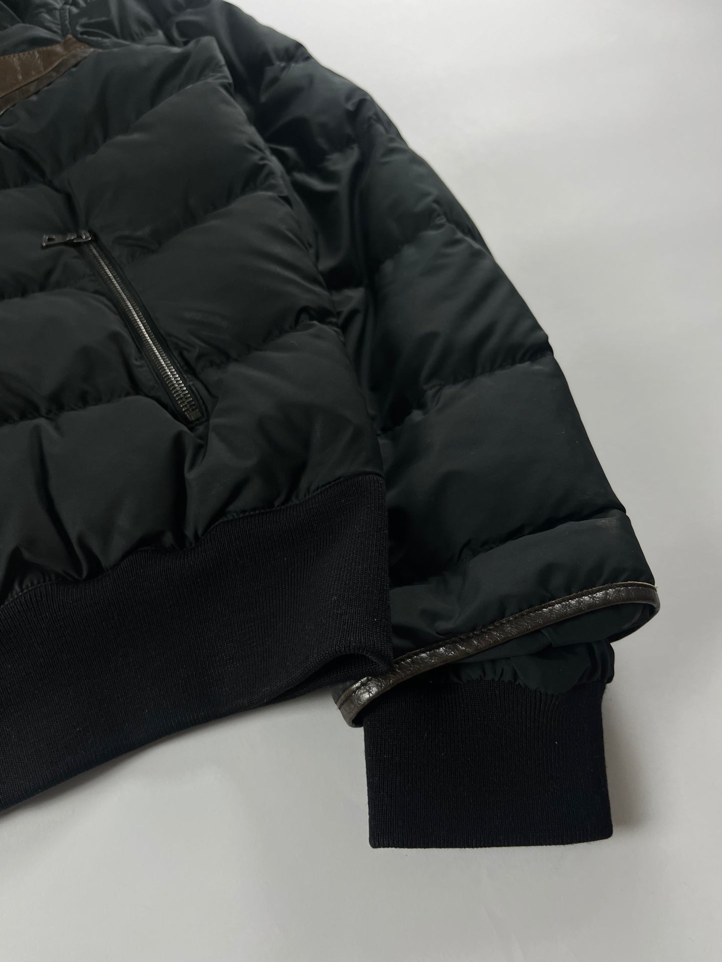 Prada Linea Rossa Patched Leather Puffer Jacket 2000s - L