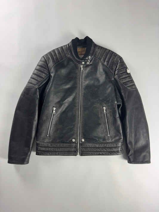 Moncler x Palm Angels Vicsek Full Grain Leather Down Moto Jacket FW 2023 - S