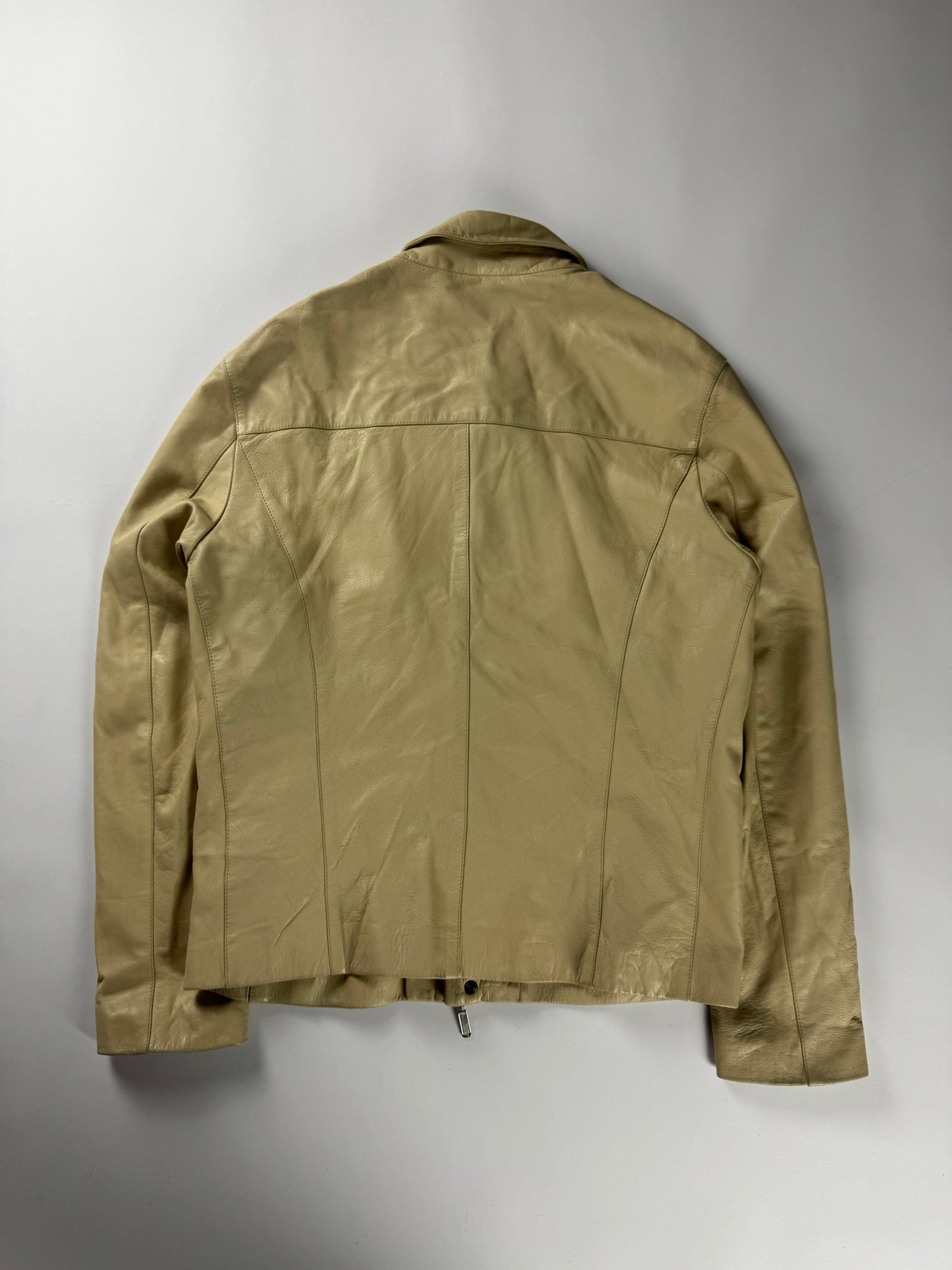 Givenchy Flower Embroidery Cream Leather Jacket SS 2005 - M