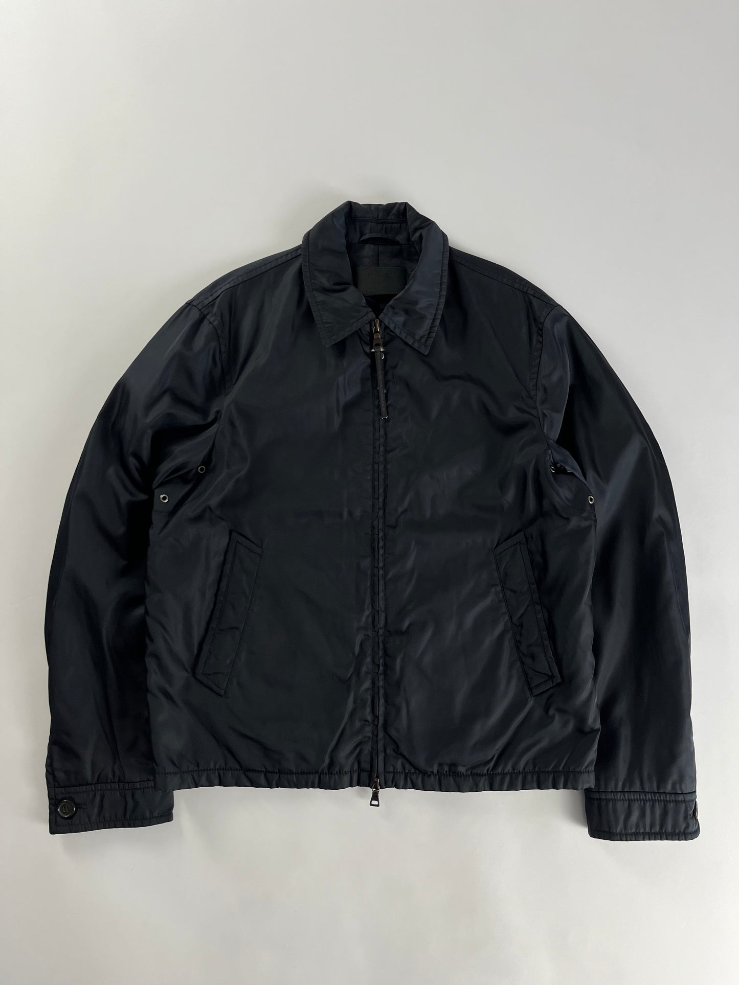 Prada Padded Navy Nylon Trucker Double Zip Jacket 2000s - M