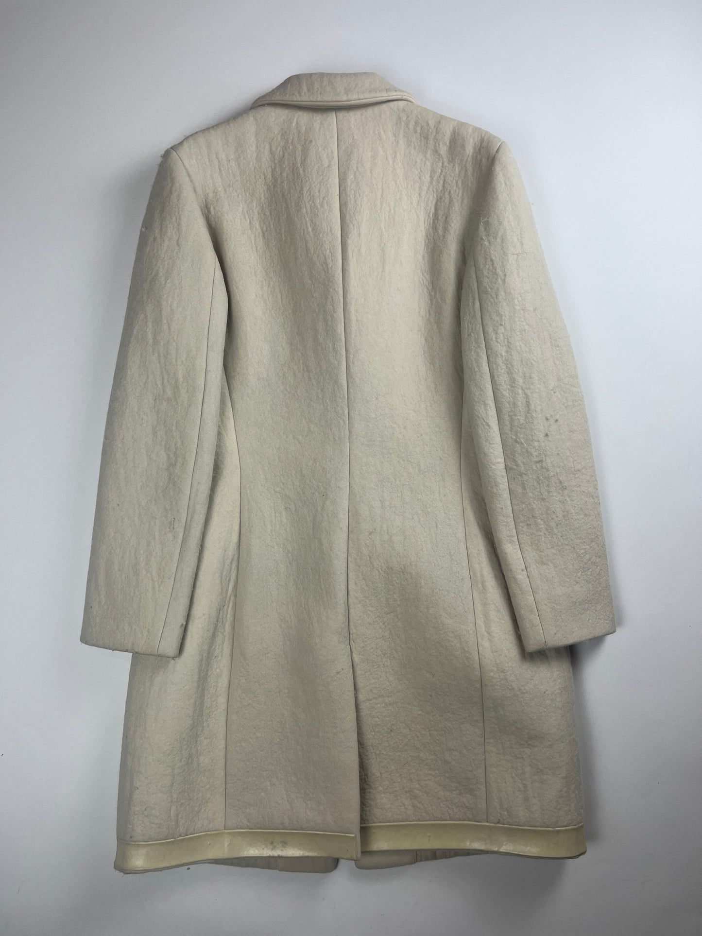 Prada Cream White Wool Double Breasted Wool Coat FW 1998 - S